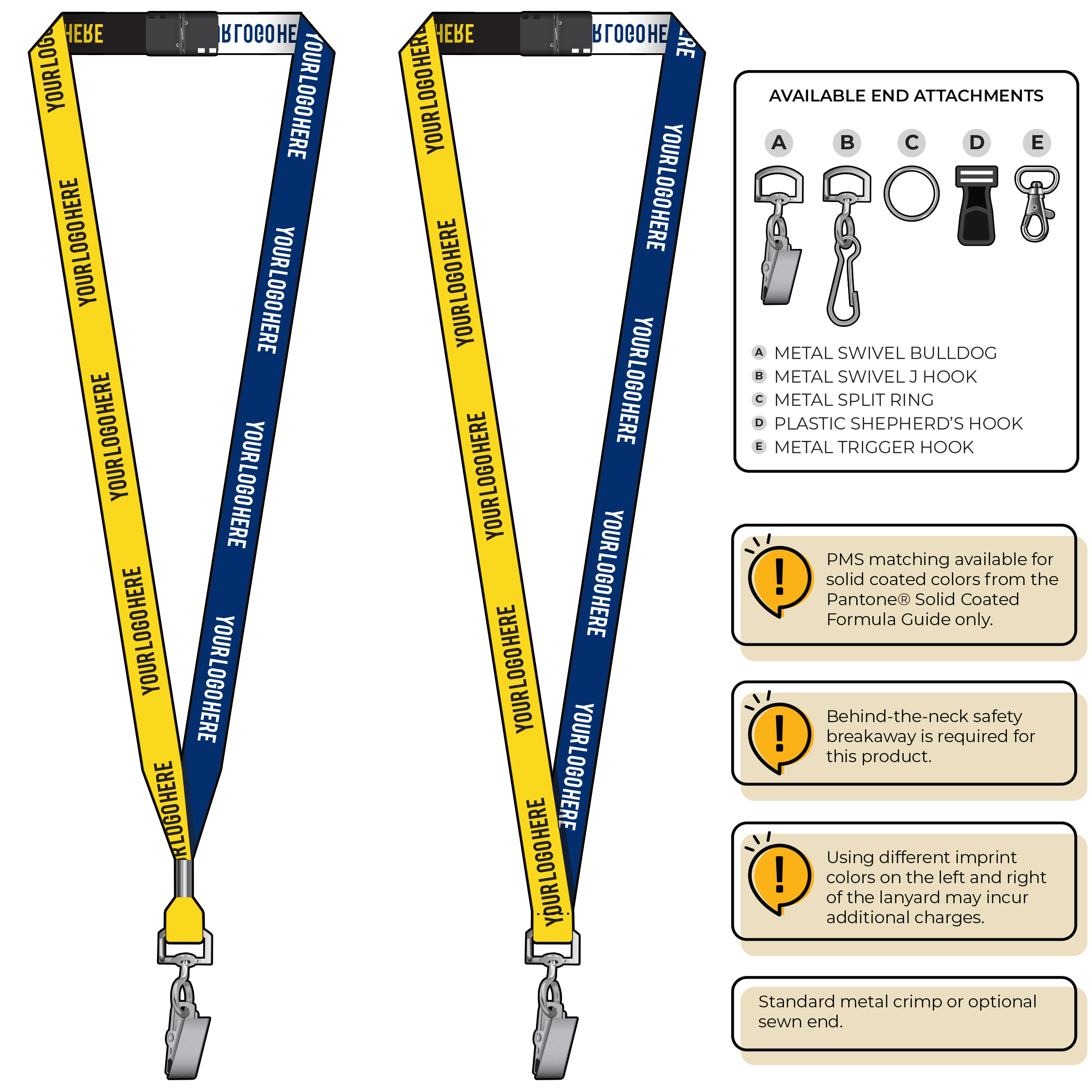 BH0044 | 5/8" Two Tone Woven Lanyards :: STANDARD END ATTACHMENTS