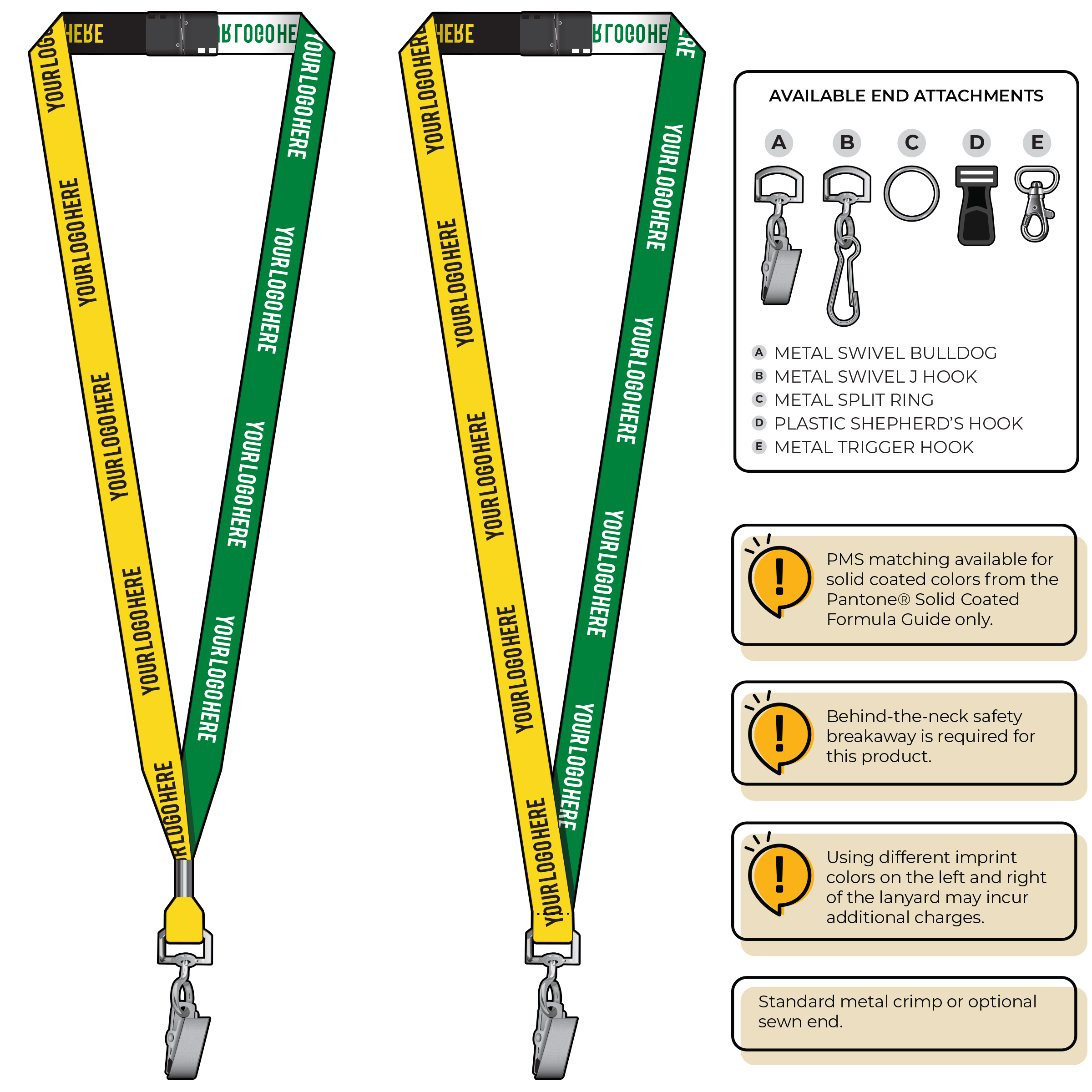 BH0044 | 5/8" Two Tone Woven Lanyards :: STANDARD END ATTACHMENTS