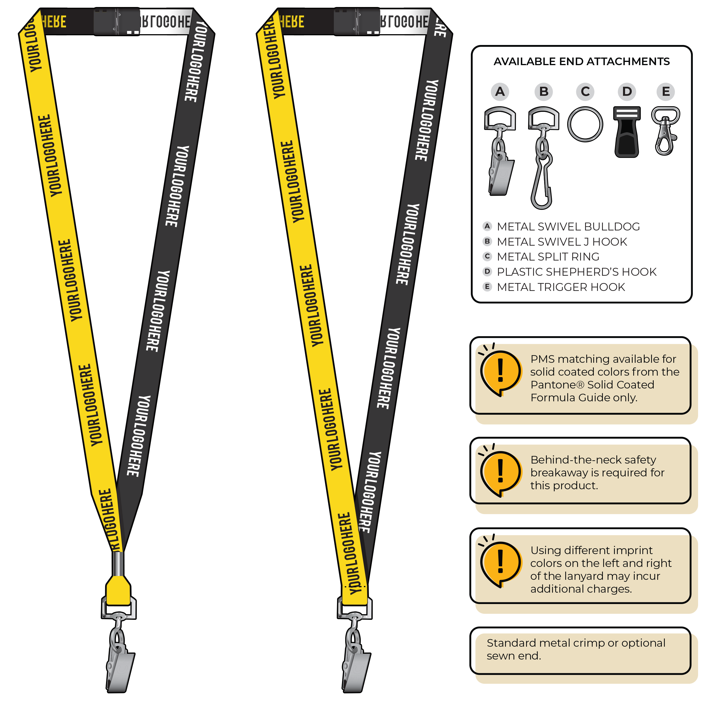 BH0044 | 5/8" Two Tone Woven Lanyards :: STANDARD END ATTACHMENTS