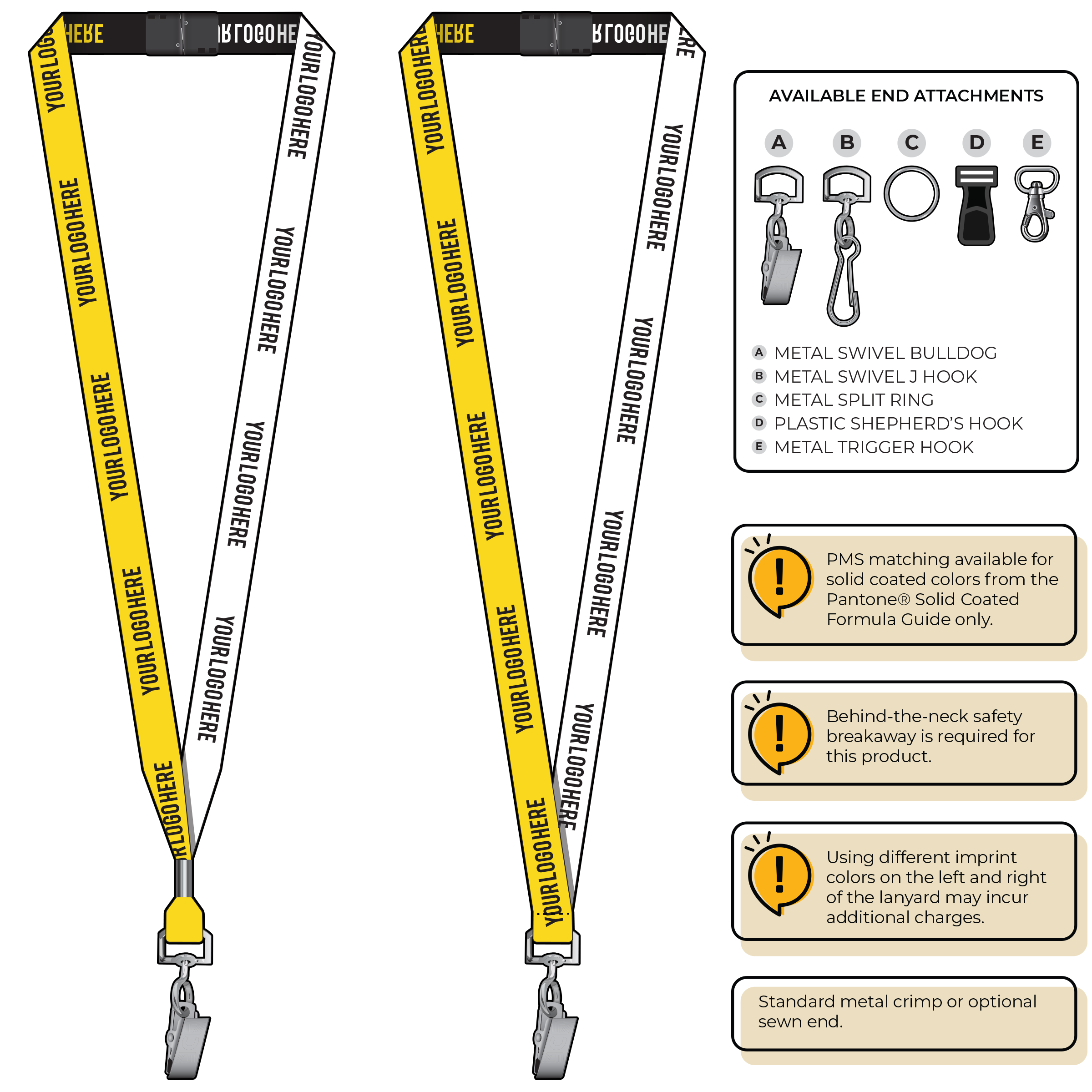 BH0044 | 5/8" Two Tone Woven Lanyards :: STANDARD END ATTACHMENTS