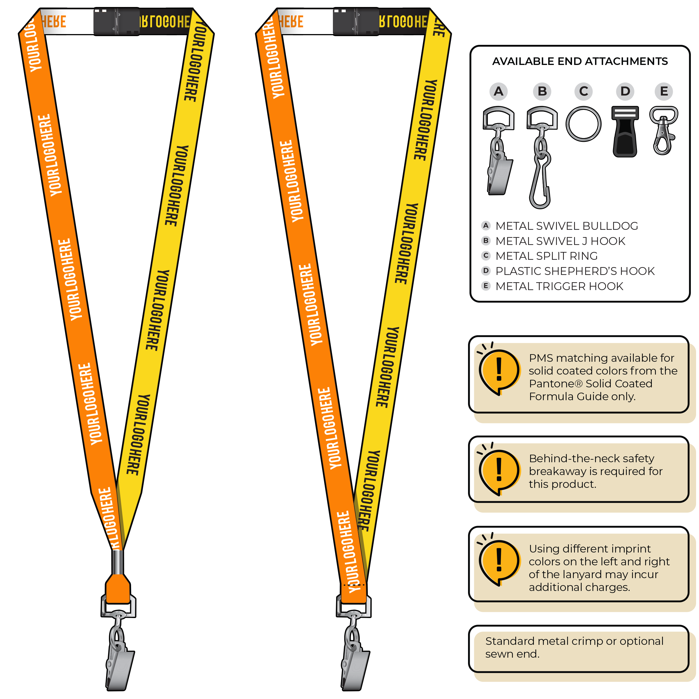 BH0044 | 5/8" Two Tone Woven Lanyards :: STANDARD END ATTACHMENTS