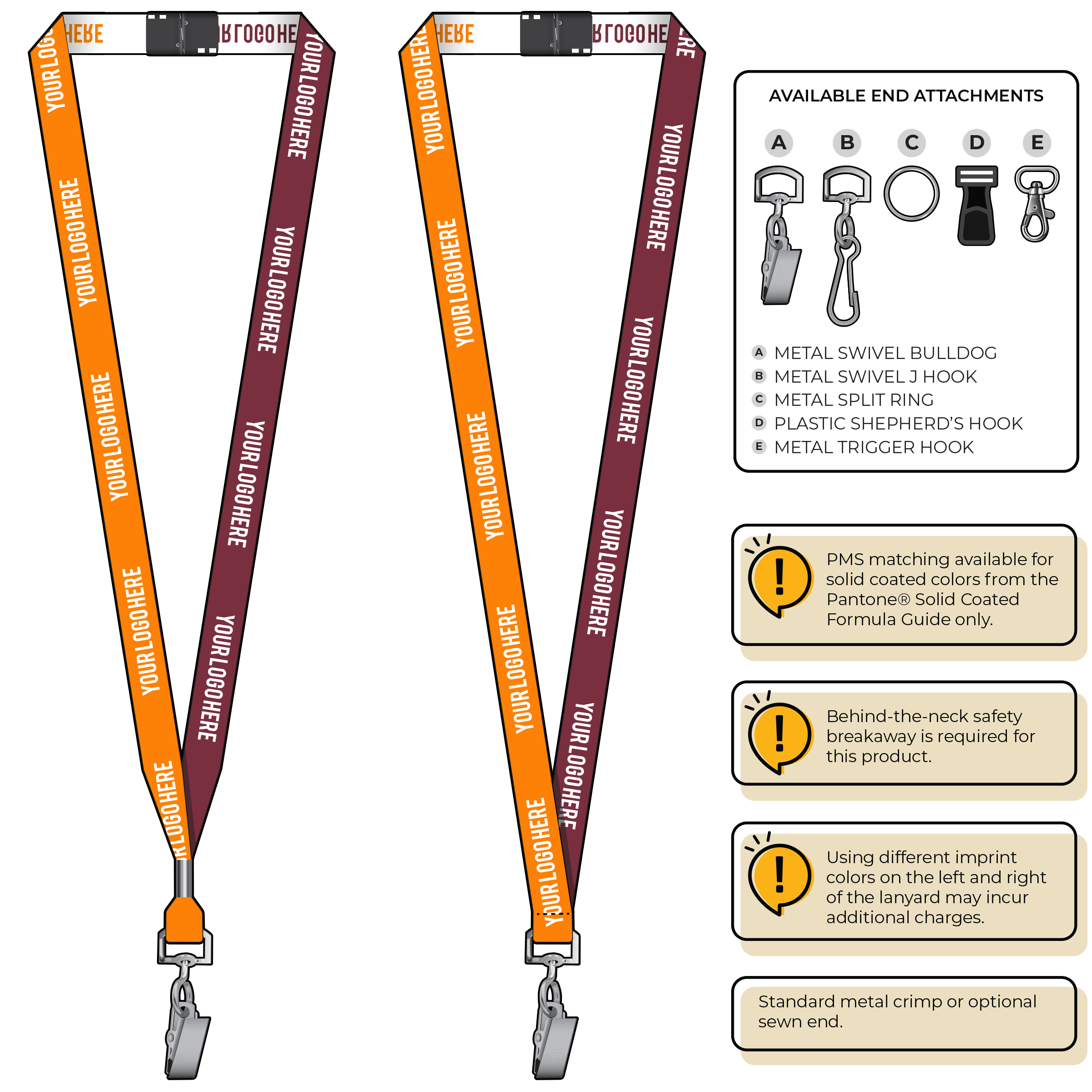 BH0044 | 5/8" Two Tone Woven Lanyards :: STANDARD END ATTACHMENTS