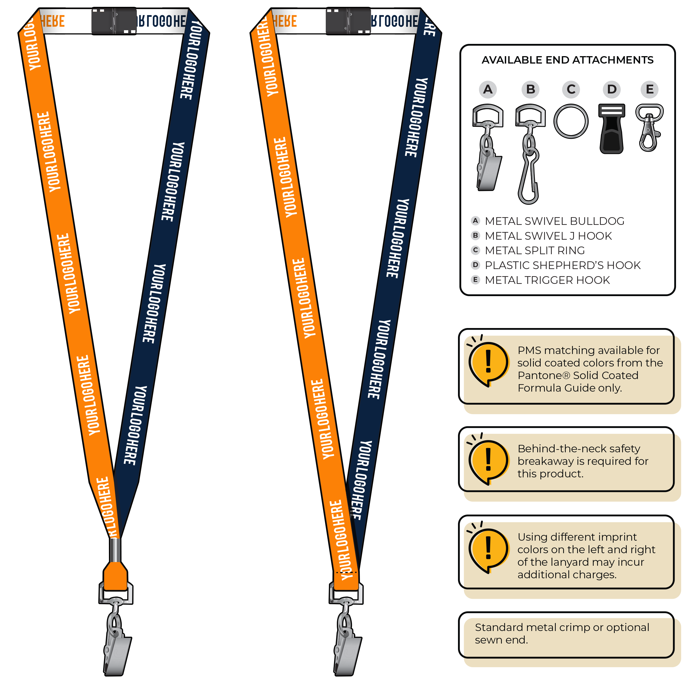 BH0044 | 5/8" Two Tone Woven Lanyards :: STANDARD END ATTACHMENTS