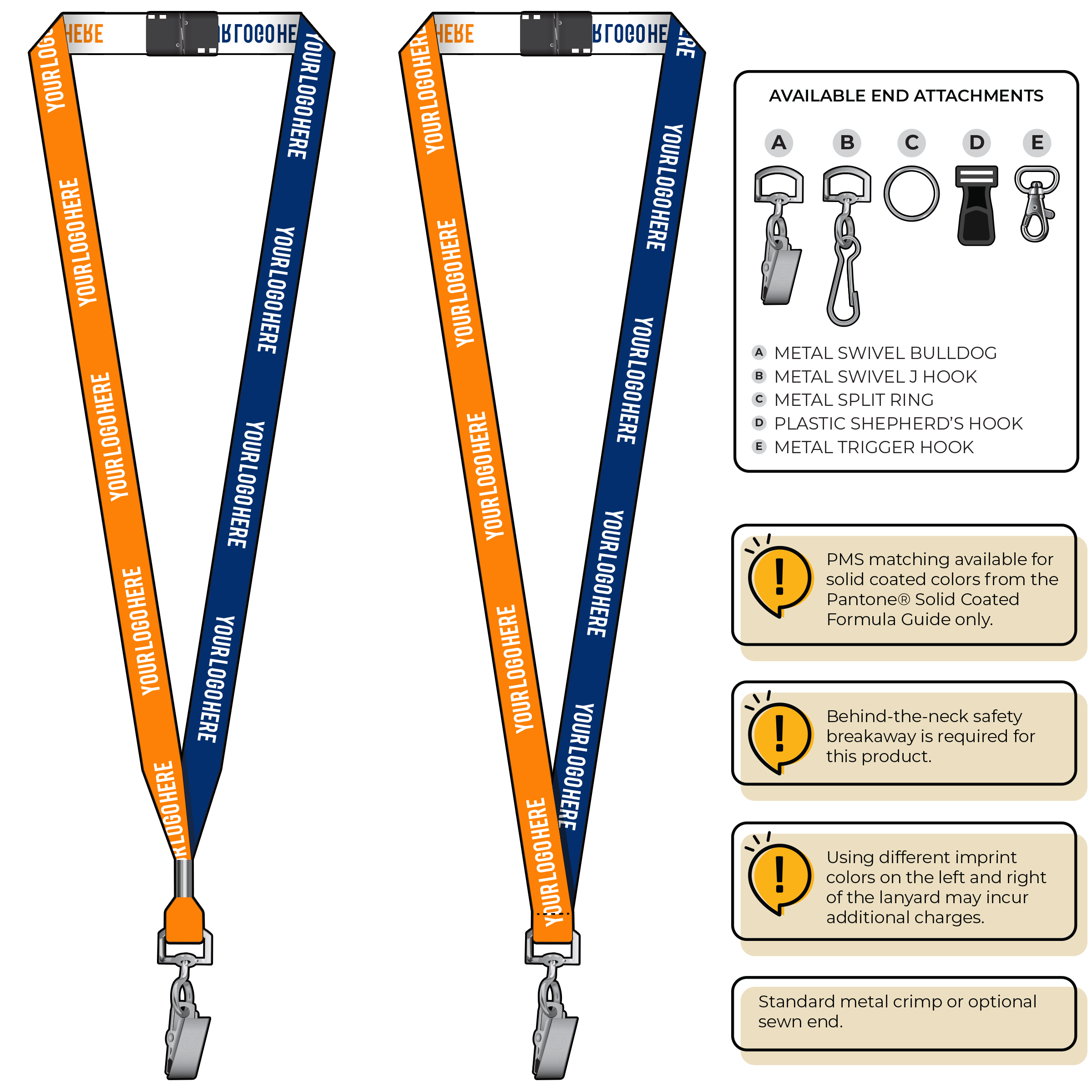 BH0044 | 5/8" Two Tone Woven Lanyards :: STANDARD END ATTACHMENTS