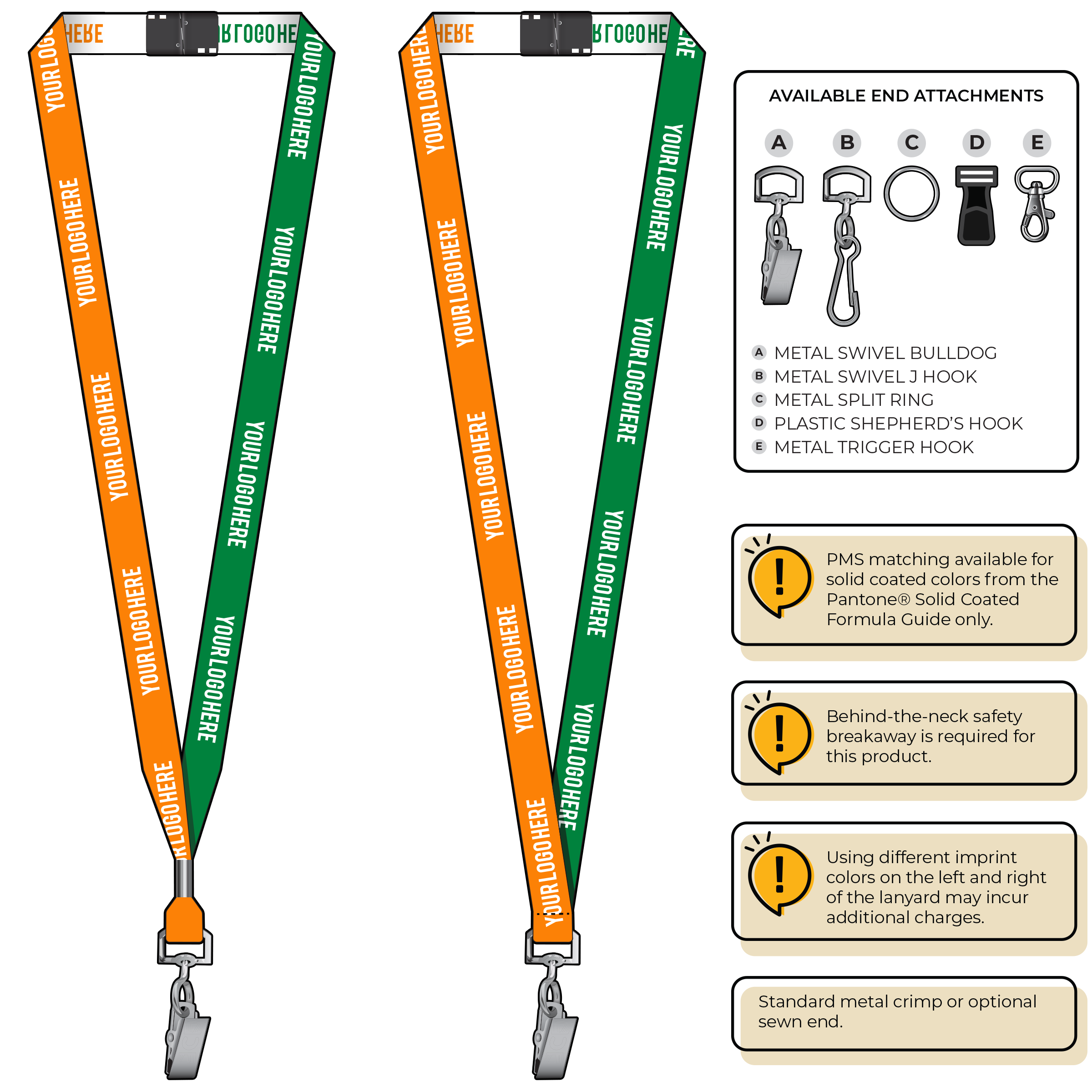 BH0044 | 5/8" Two Tone Woven Lanyards :: STANDARD END ATTACHMENTS