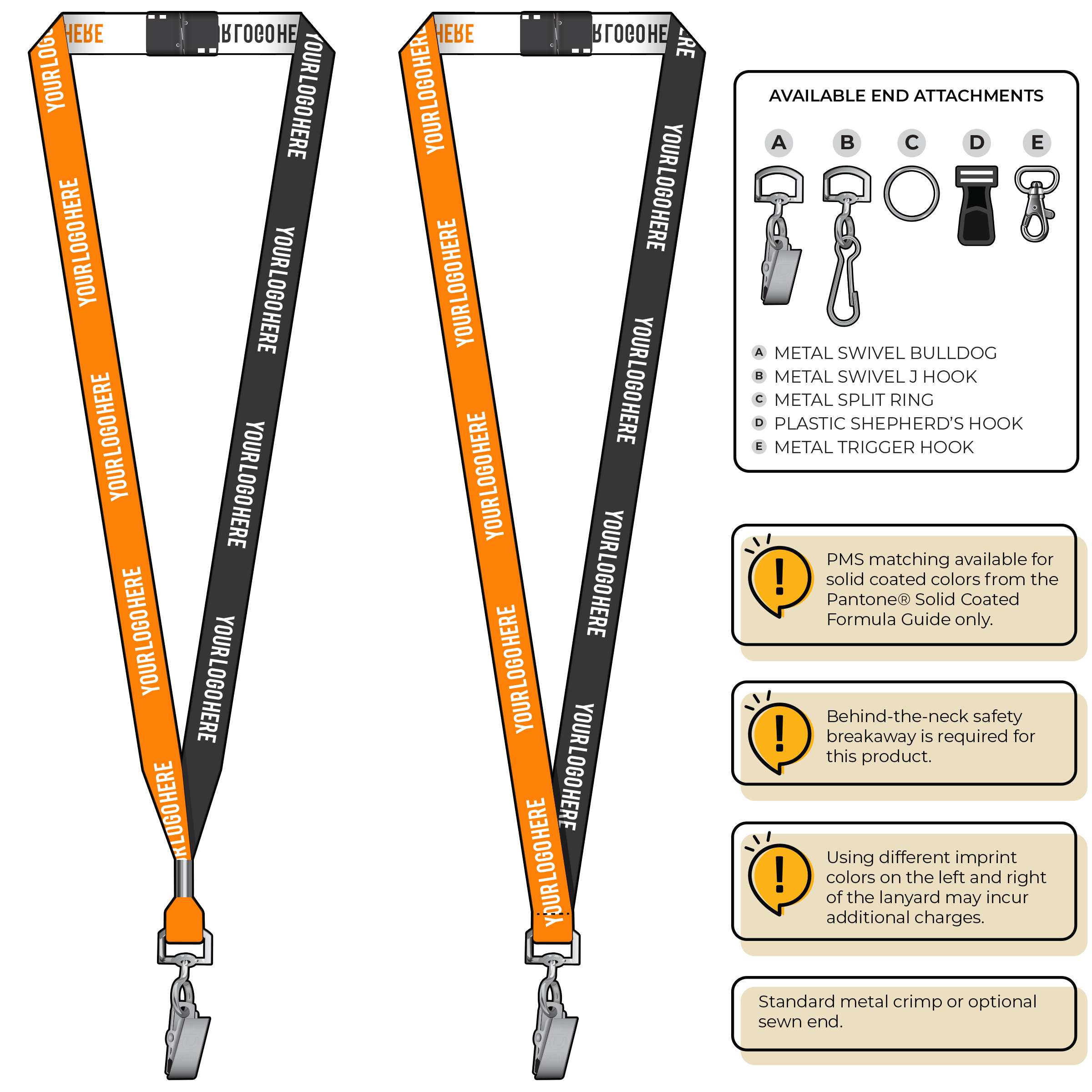 BH0044 | 5/8" Two Tone Woven Lanyards :: STANDARD END ATTACHMENTS