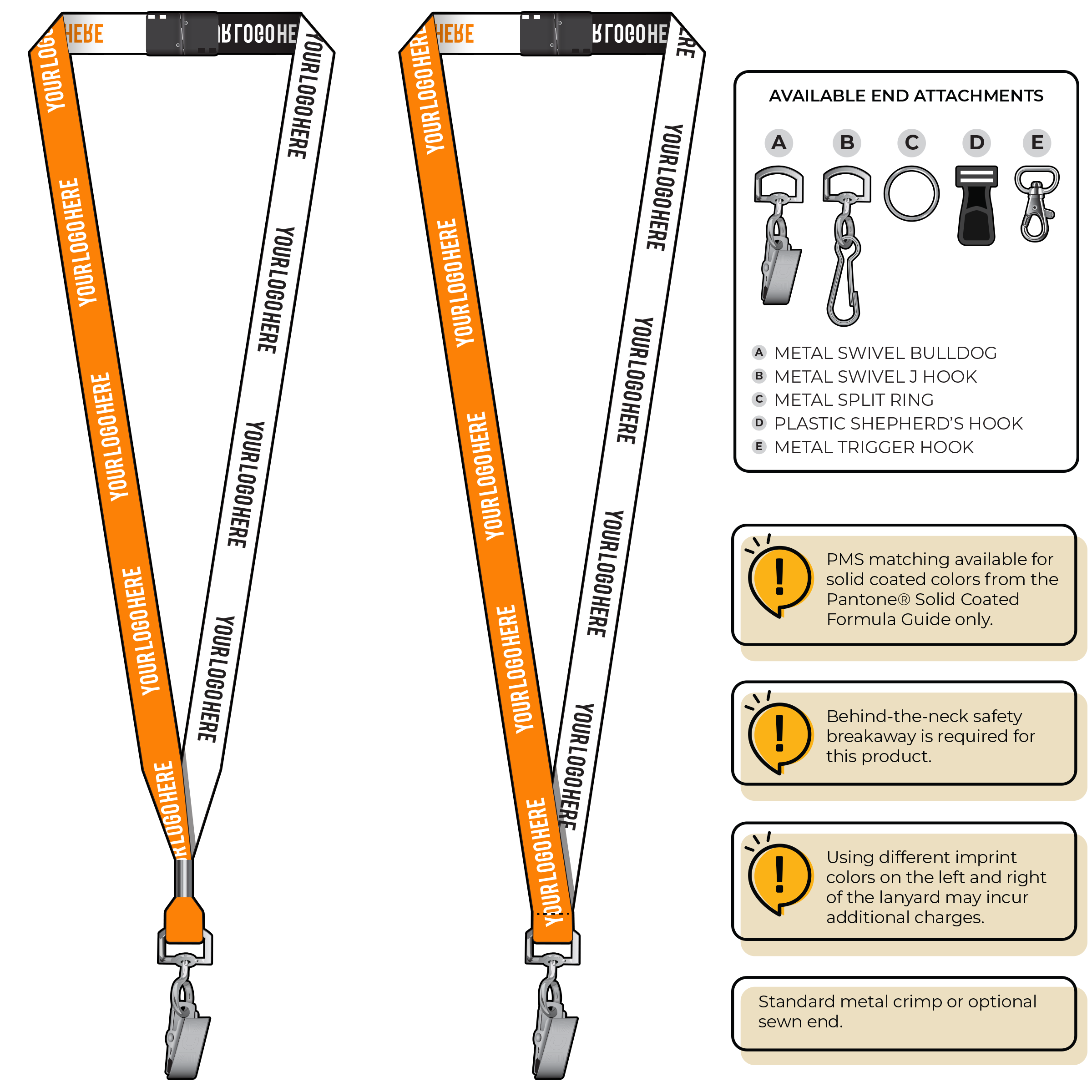 BH0044 | 5/8" Two Tone Woven Lanyards :: STANDARD END ATTACHMENTS