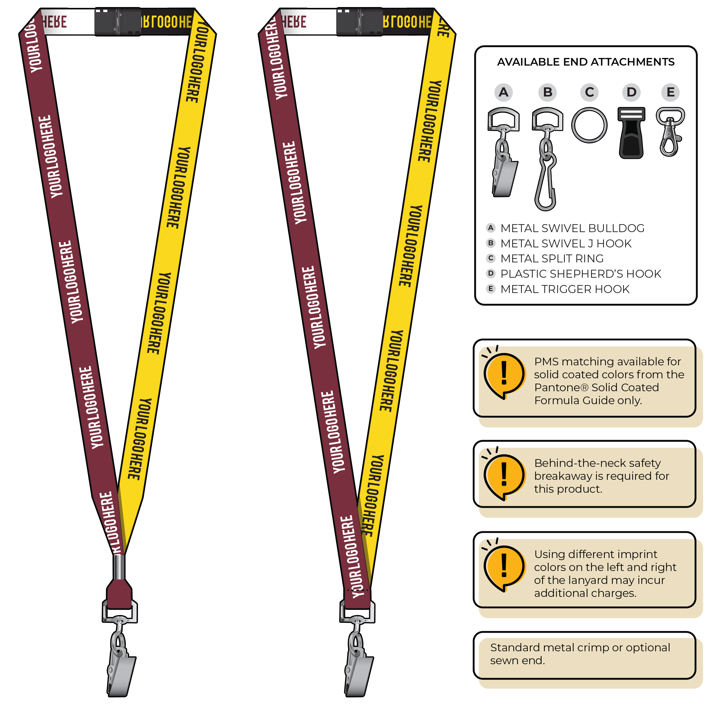 BH0044 | 5/8" Two Tone Woven Lanyards :: STANDARD END ATTACHMENTS