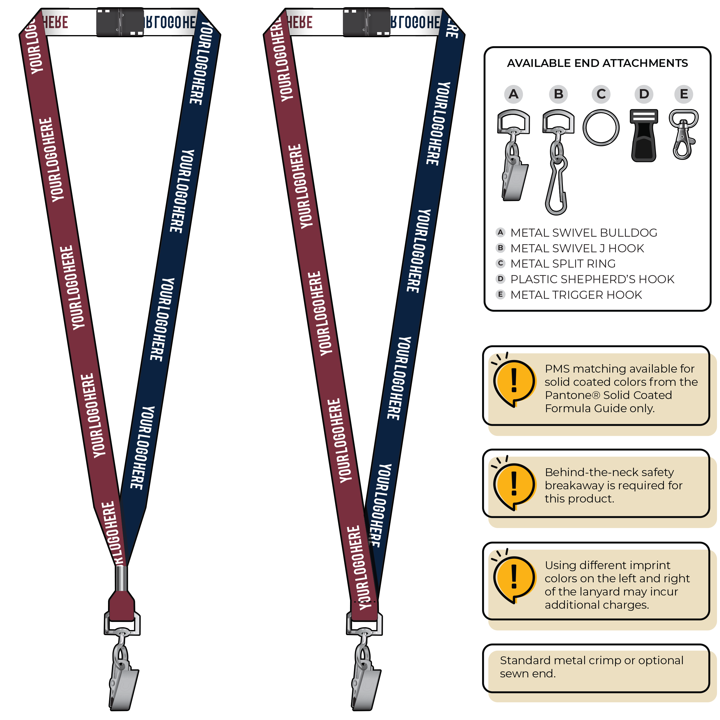 BH0044 | 5/8" Two Tone Woven Lanyards :: STANDARD END ATTACHMENTS