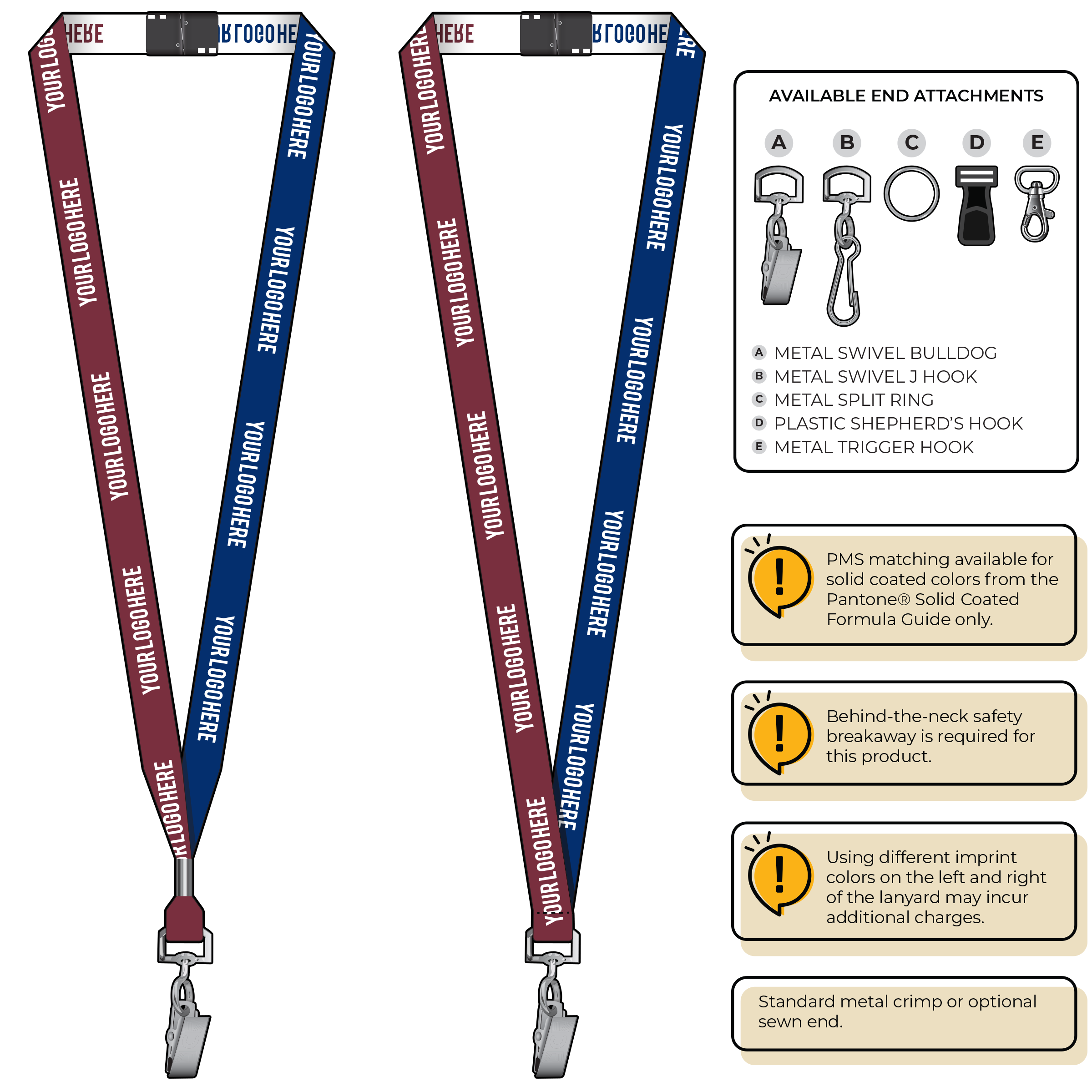 BH0044 | 5/8" Two Tone Woven Lanyards :: STANDARD END ATTACHMENTS
