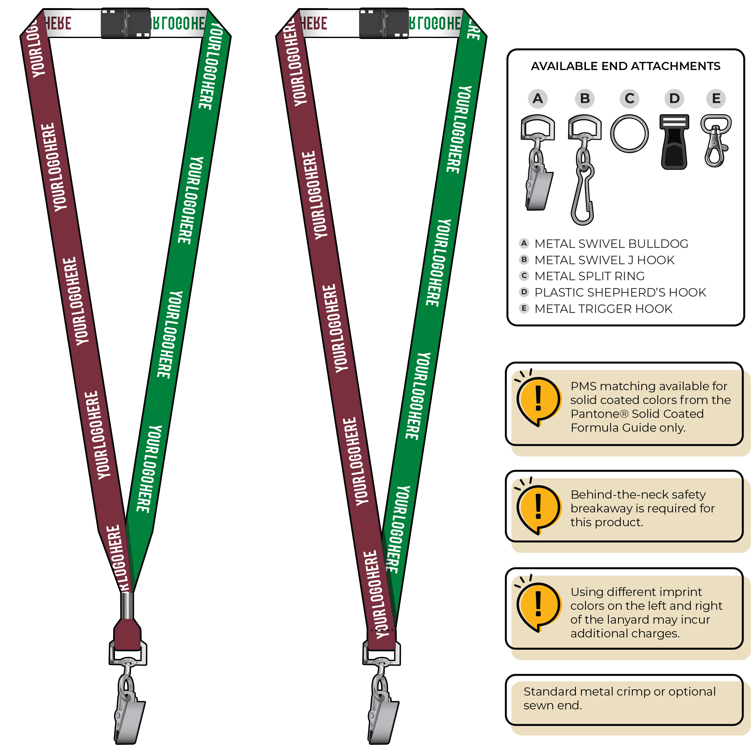 BH0044 | 5/8" Two Tone Woven Lanyards :: STANDARD END ATTACHMENTS