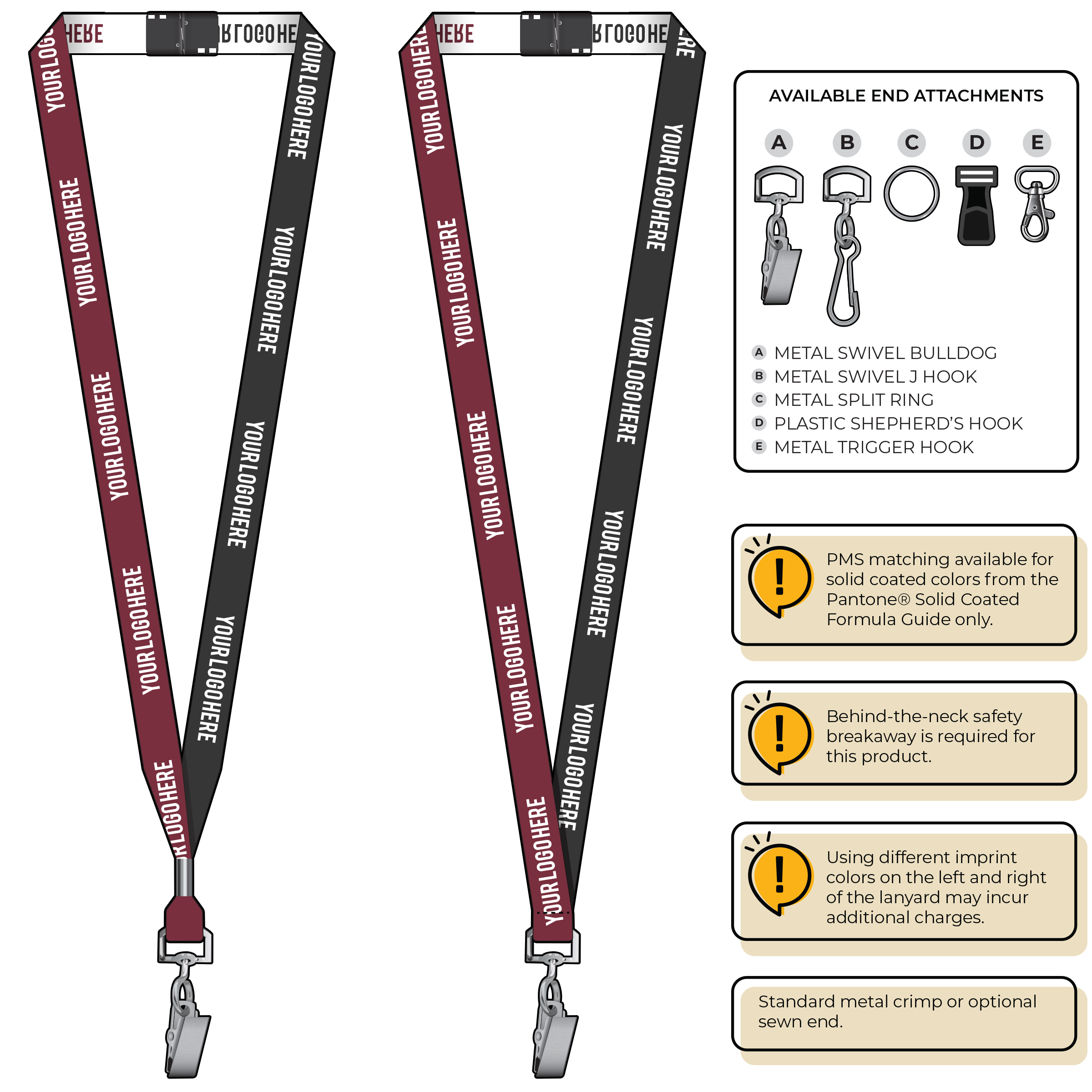 BH0044 | 5/8" Two Tone Woven Lanyards :: STANDARD END ATTACHMENTS