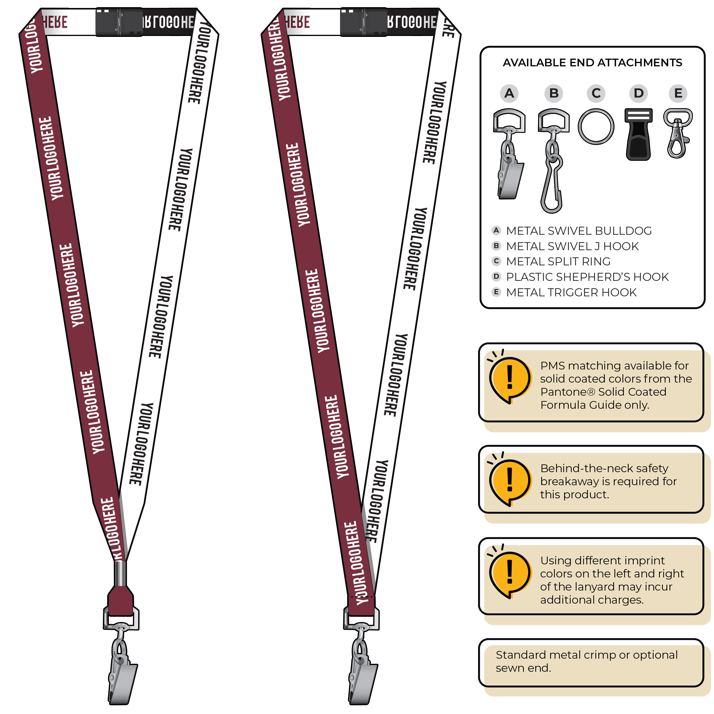 BH0044 | 5/8" Two Tone Woven Lanyards :: STANDARD END ATTACHMENTS