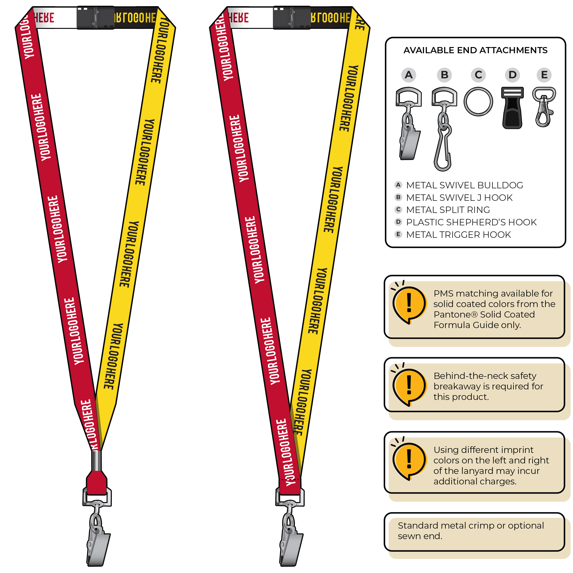 BH0044 | 5/8" Two Tone Woven Lanyards :: STANDARD END ATTACHMENTS