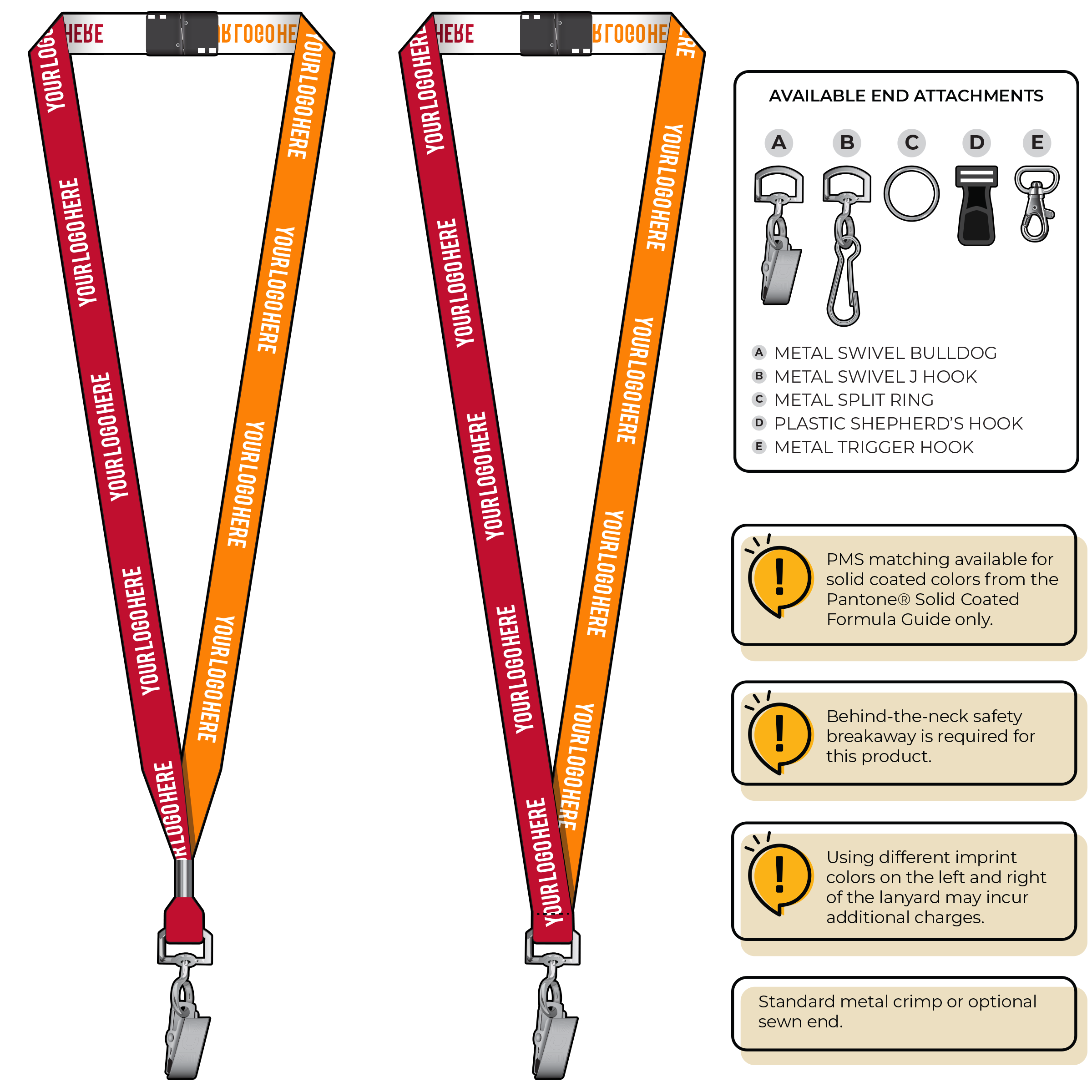 BH0044 | 5/8" Two Tone Woven Lanyards :: STANDARD END ATTACHMENTS