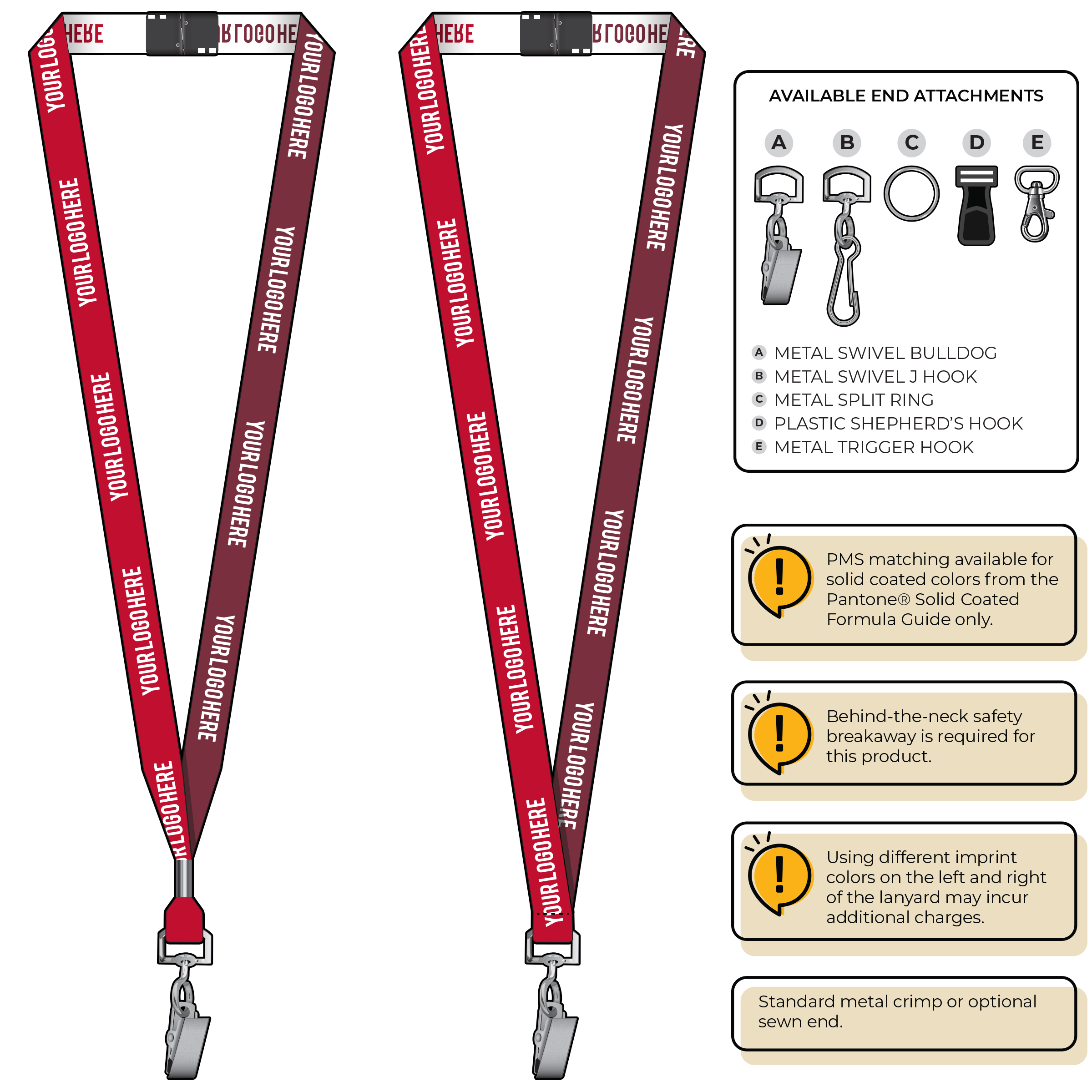 BH0044 | 5/8" Two Tone Woven Lanyards :: STANDARD END ATTACHMENTS