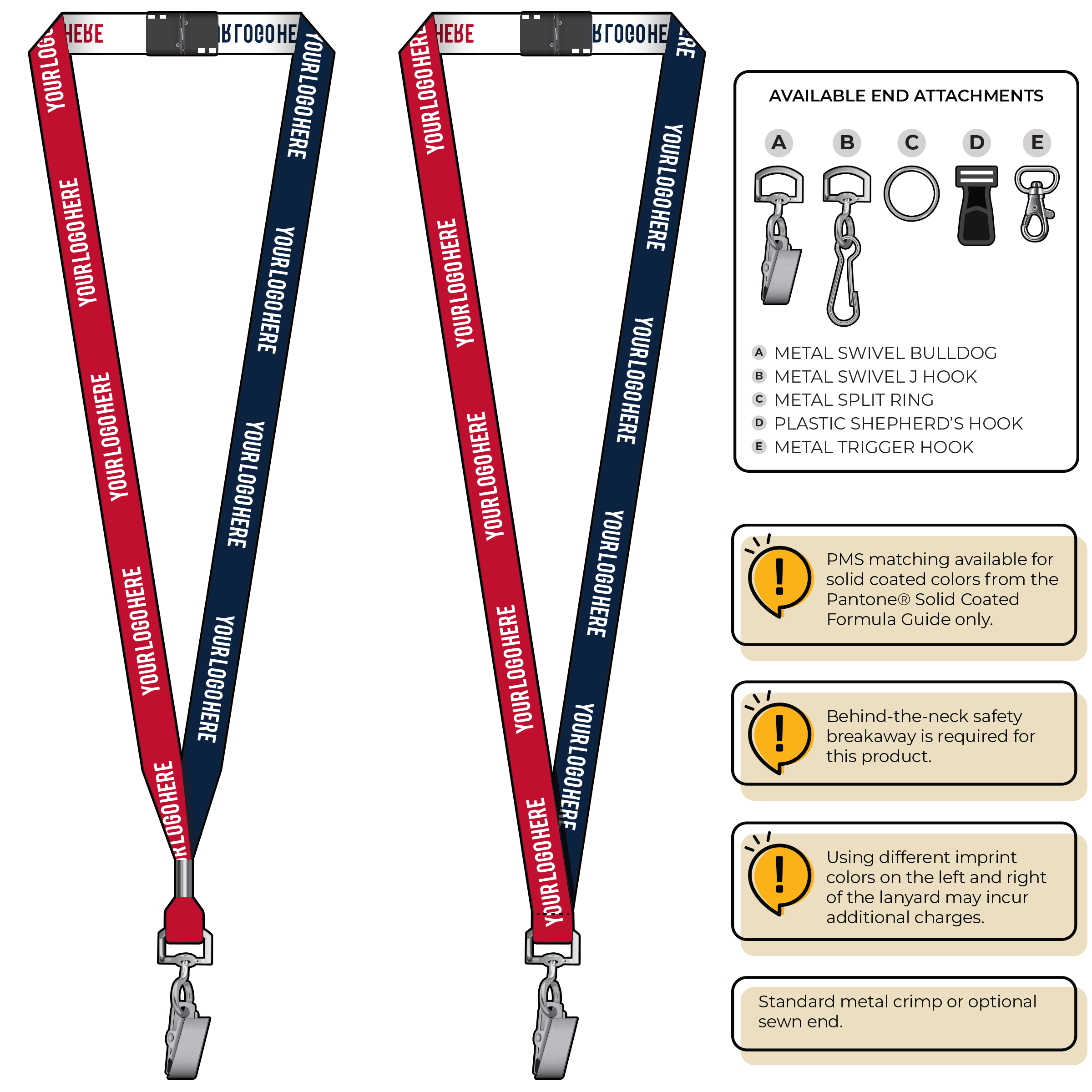 BH0044 | 5/8" Two Tone Woven Lanyards :: STANDARD END ATTACHMENTS