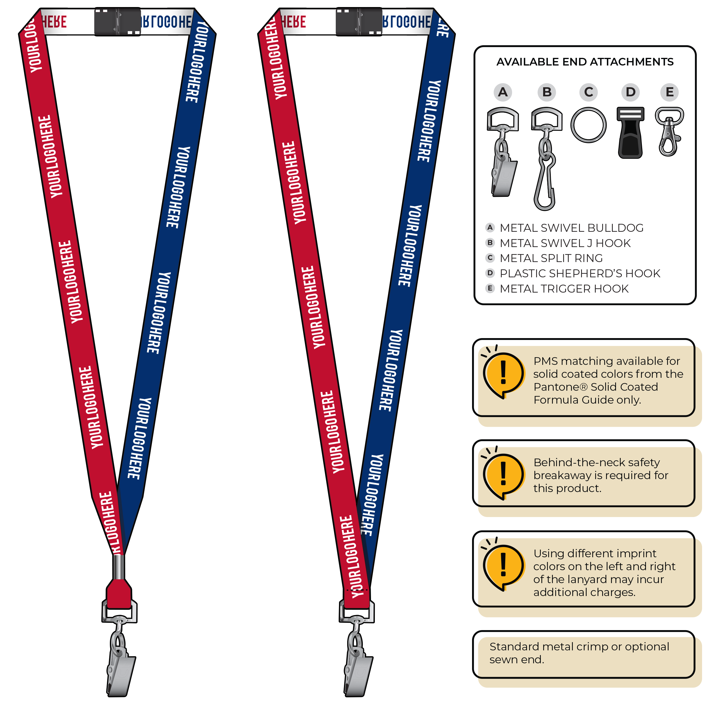 BH0044 | 5/8" Two Tone Woven Lanyards :: STANDARD END ATTACHMENTS