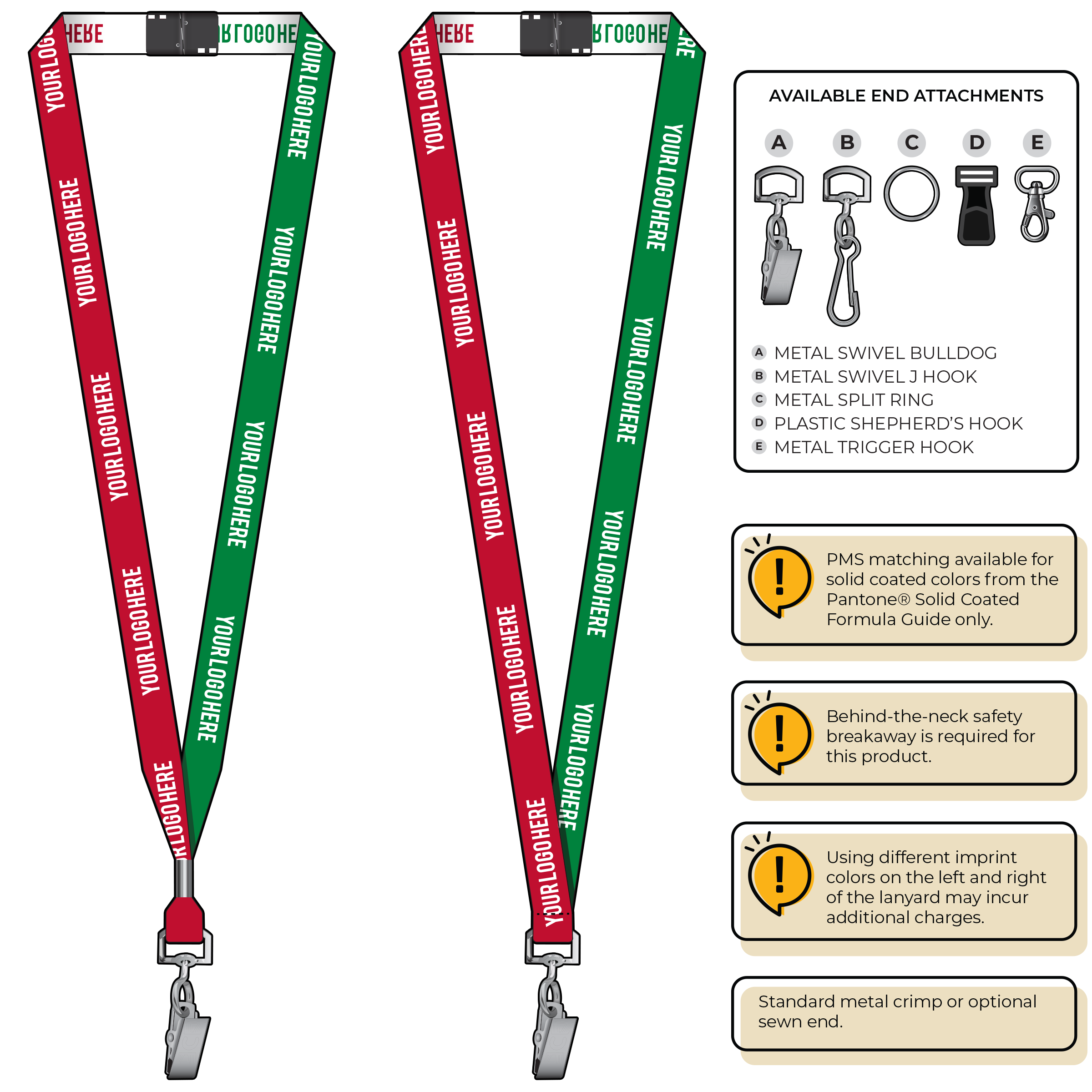 BH0044 | 5/8" Two Tone Woven Lanyards :: STANDARD END ATTACHMENTS