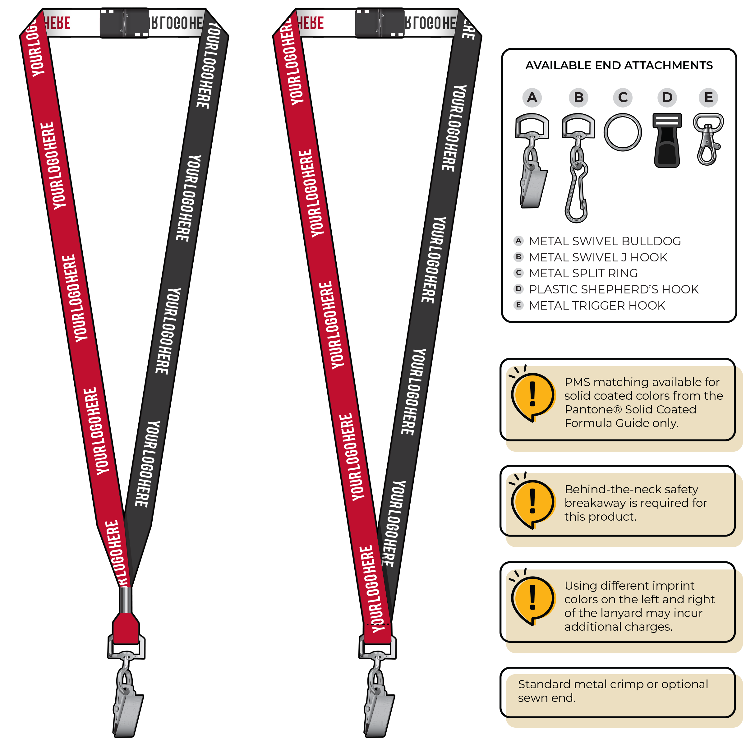 BH0044 | 5/8" Two Tone Woven Lanyards :: STANDARD END ATTACHMENTS