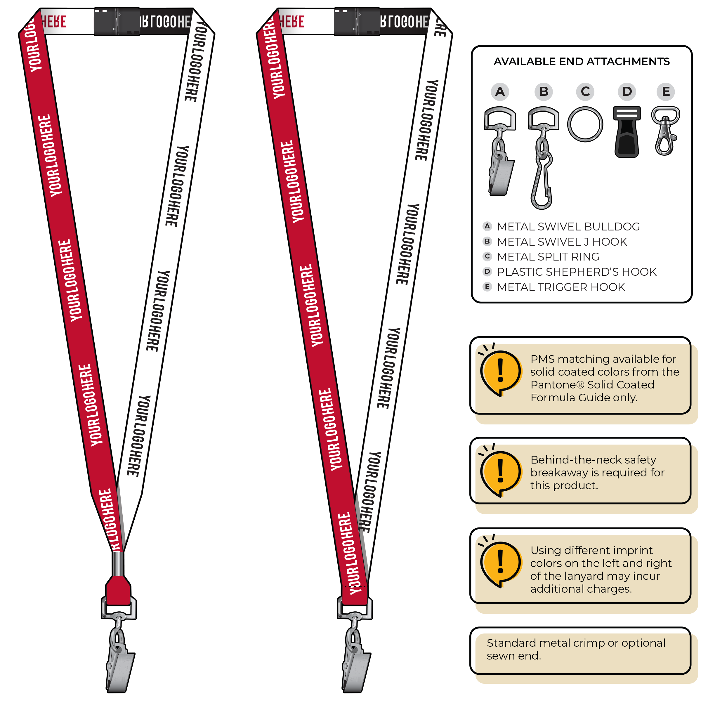 BH0044 | 5/8" Two Tone Woven Lanyards :: STANDARD END ATTACHMENTS