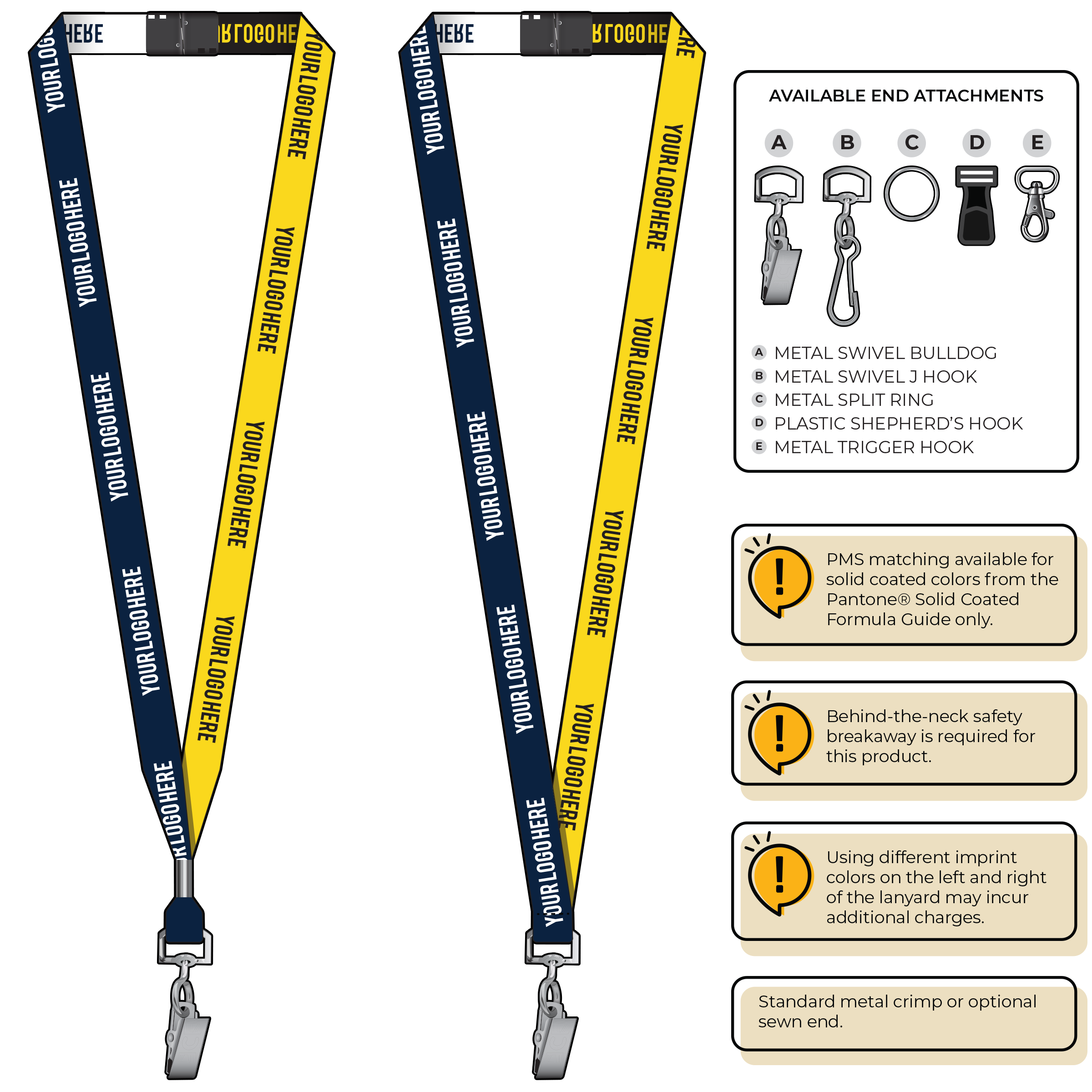 BH0044 | 5/8" Two Tone Woven Lanyards :: STANDARD END ATTACHMENTS