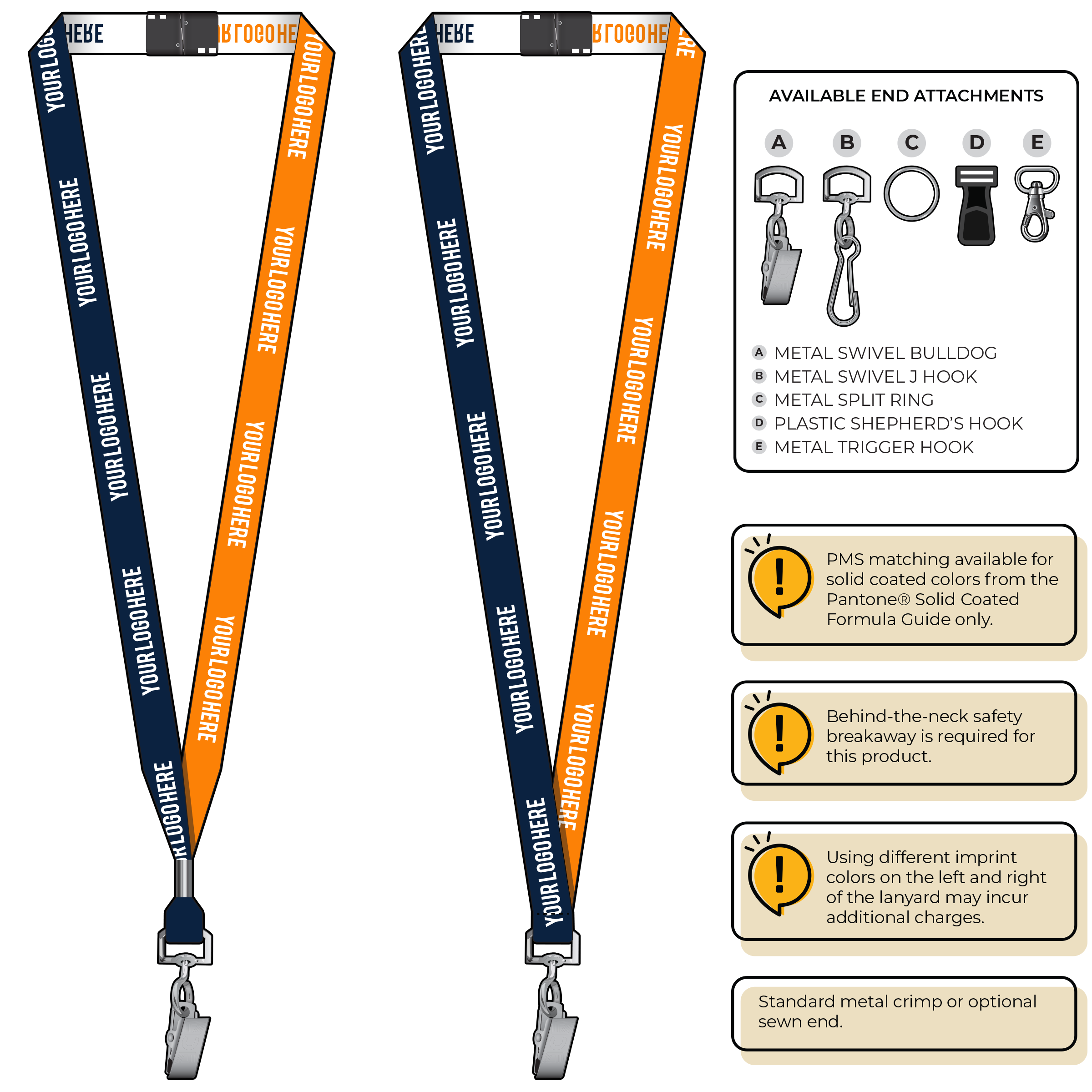 BH0044 | 5/8" Two Tone Woven Lanyards :: STANDARD END ATTACHMENTS
