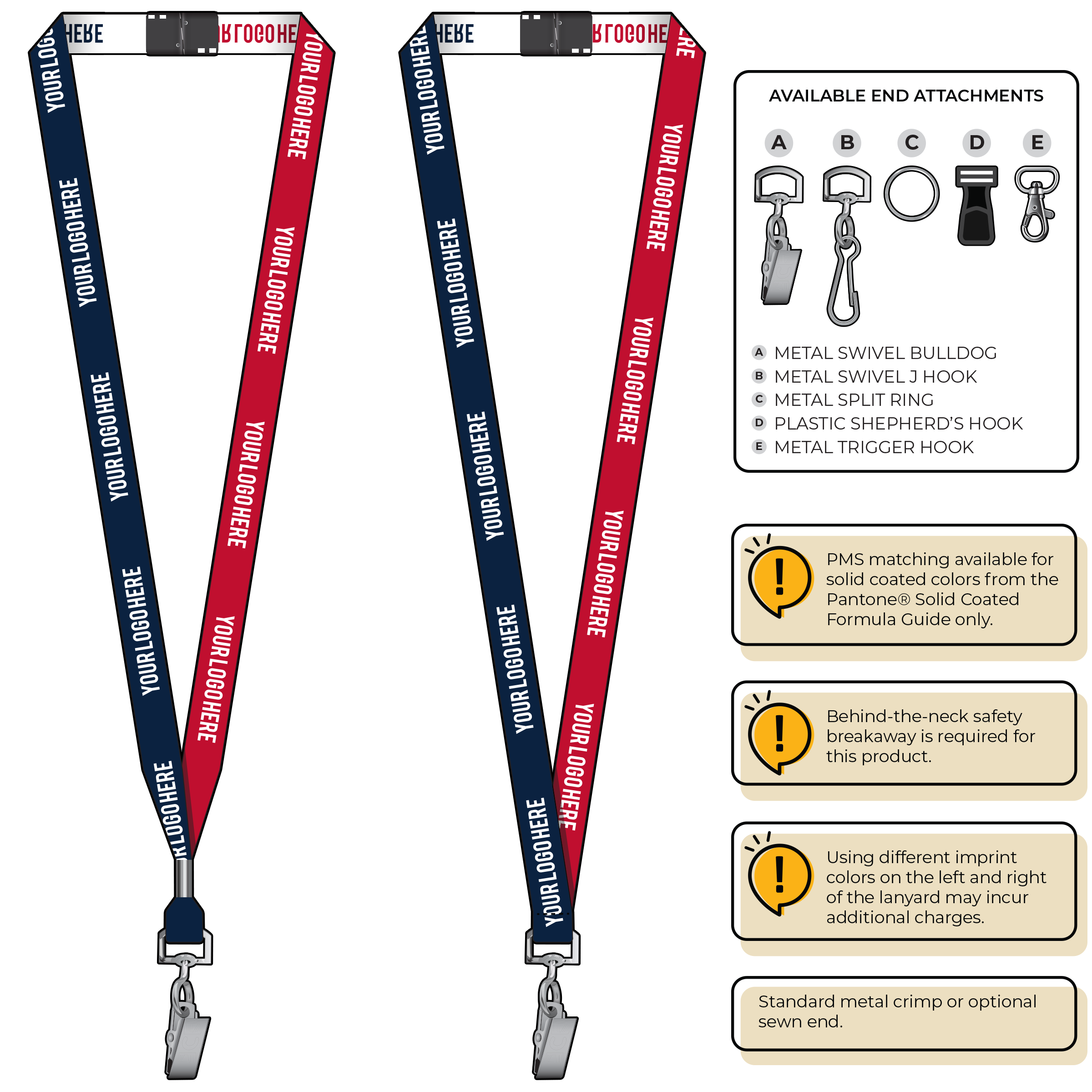 BH0044 | 5/8" Two Tone Woven Lanyards :: STANDARD END ATTACHMENTS