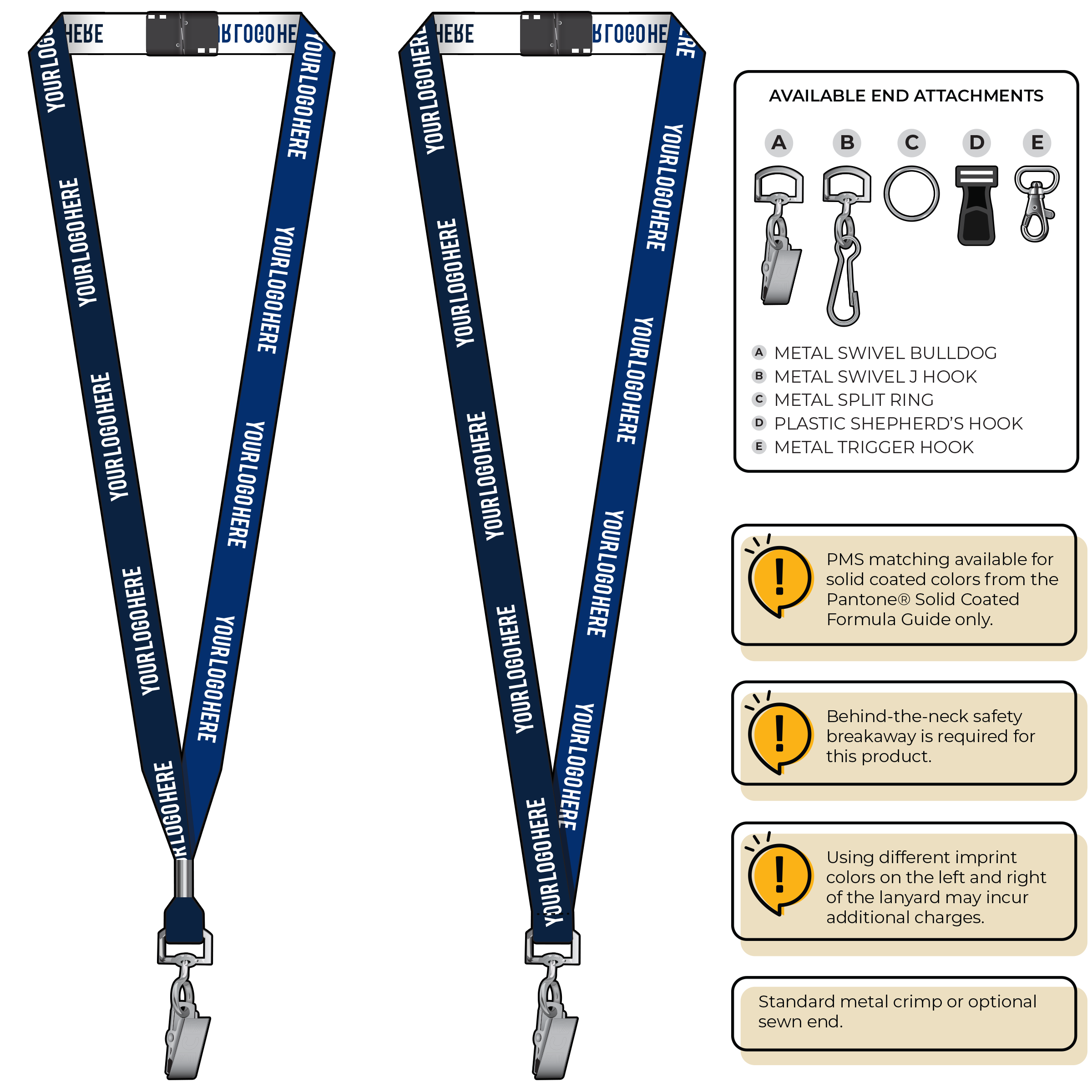 BH0044 | 5/8" Two Tone Woven Lanyards :: STANDARD END ATTACHMENTS
