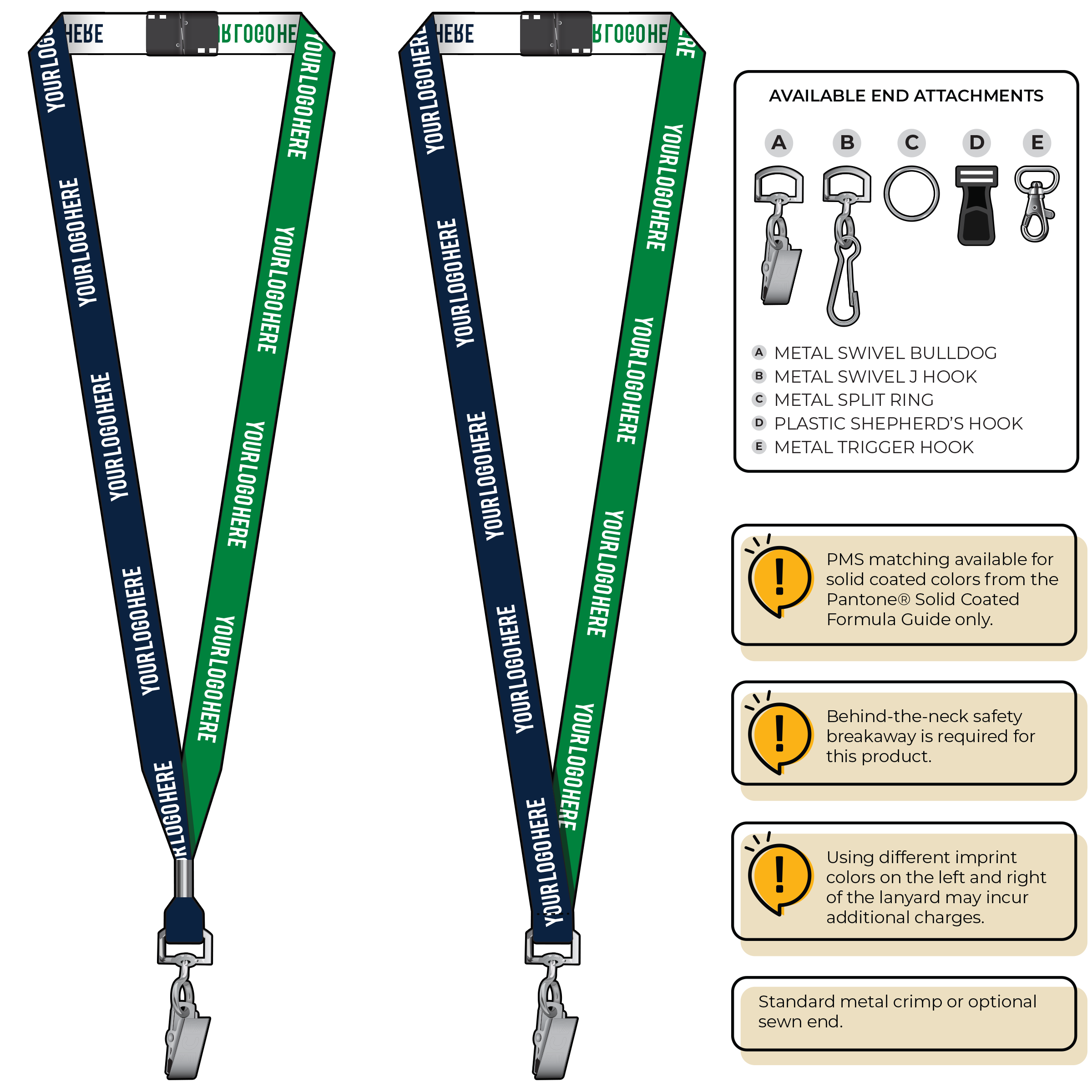 BH0044 | 5/8" Two Tone Woven Lanyards :: STANDARD END ATTACHMENTS