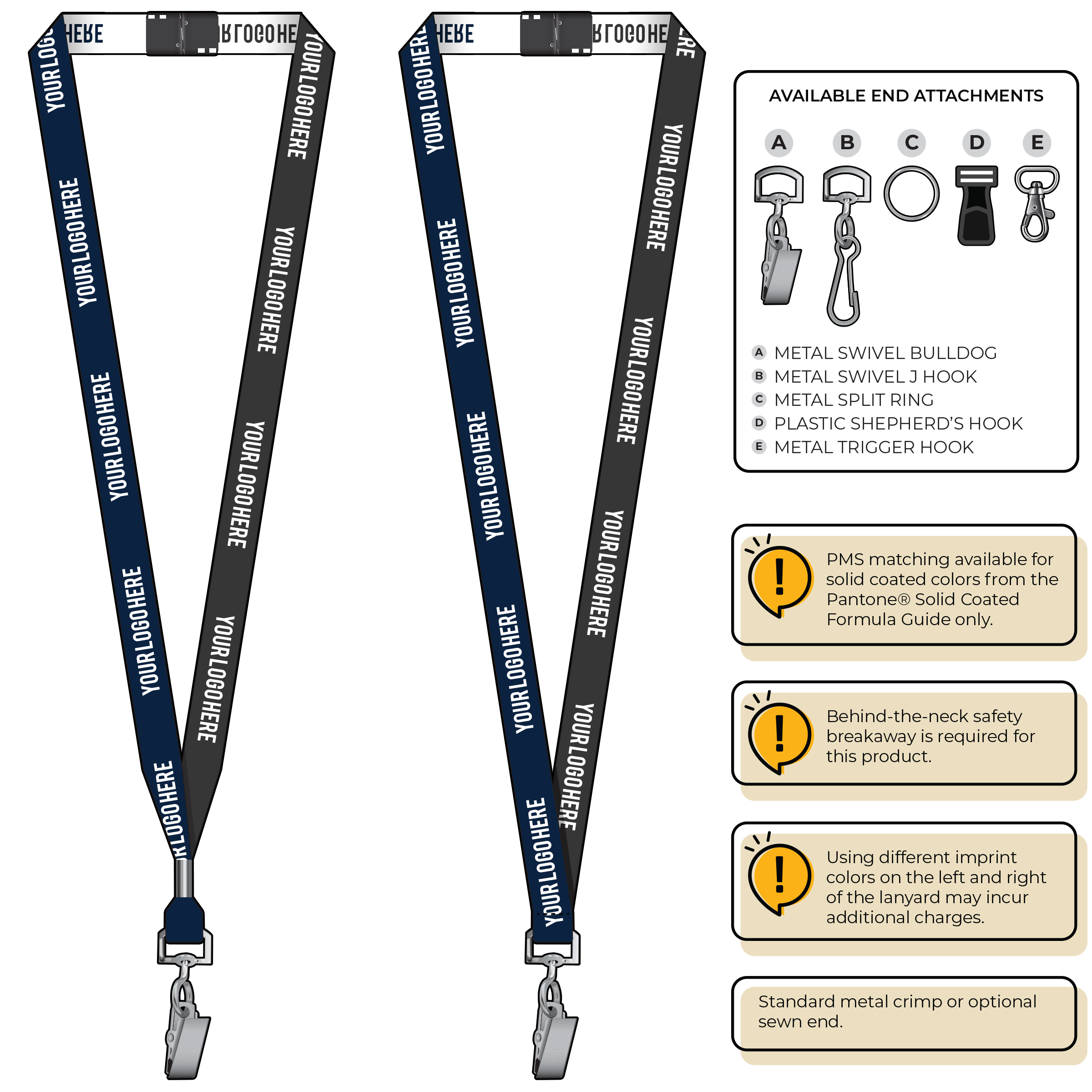 BH0044 | 5/8" Two Tone Woven Lanyards :: STANDARD END ATTACHMENTS