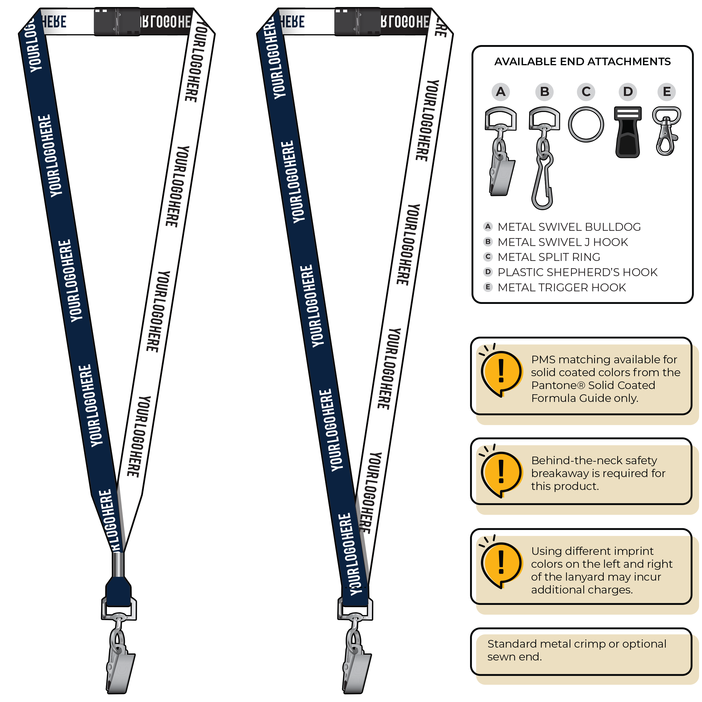 BH0044 | 5/8" Two Tone Woven Lanyards :: STANDARD END ATTACHMENTS