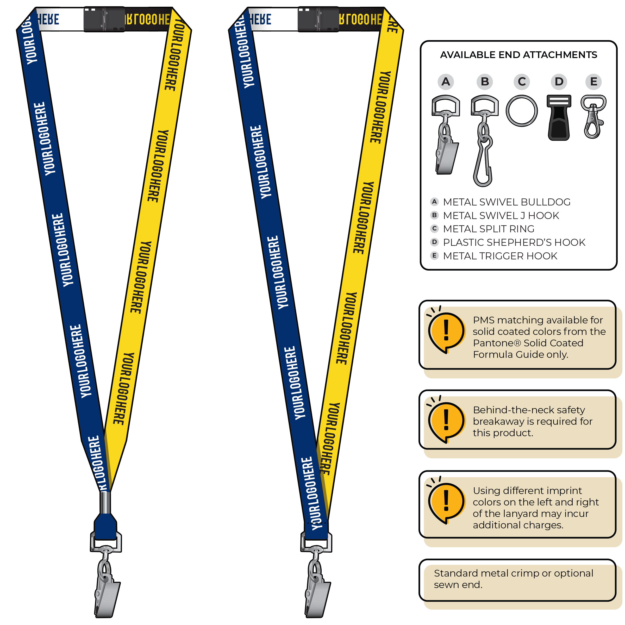 BH0044 | 5/8" Two Tone Woven Lanyards :: STANDARD END ATTACHMENTS
