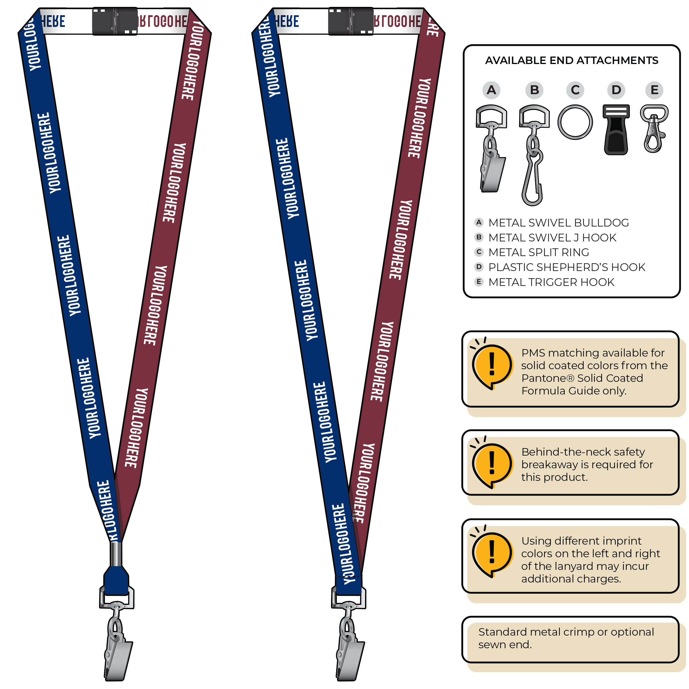 BH0044 | 5/8" Two Tone Woven Lanyards :: STANDARD END ATTACHMENTS