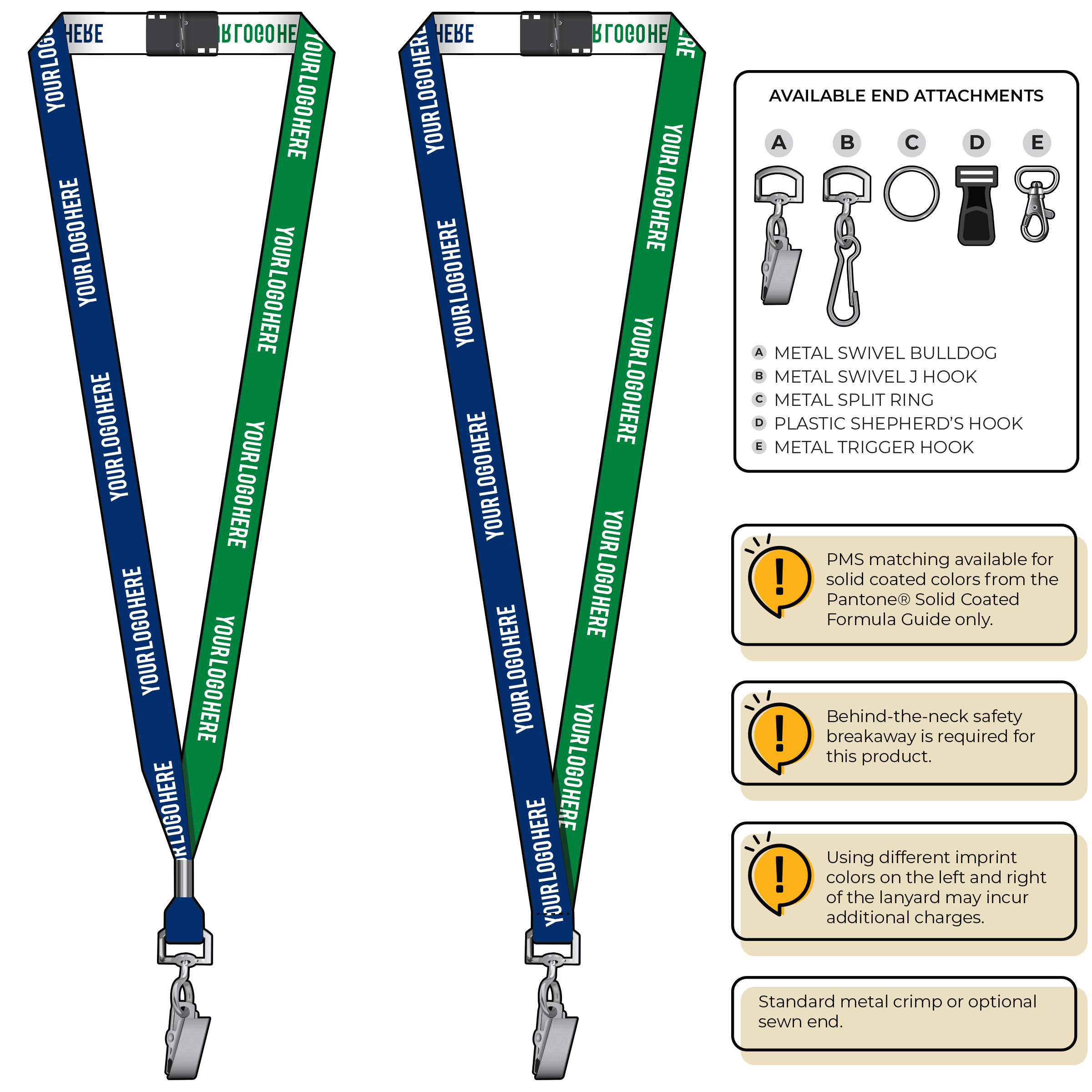 BH0044 | 5/8" Two Tone Woven Lanyards :: STANDARD END ATTACHMENTS