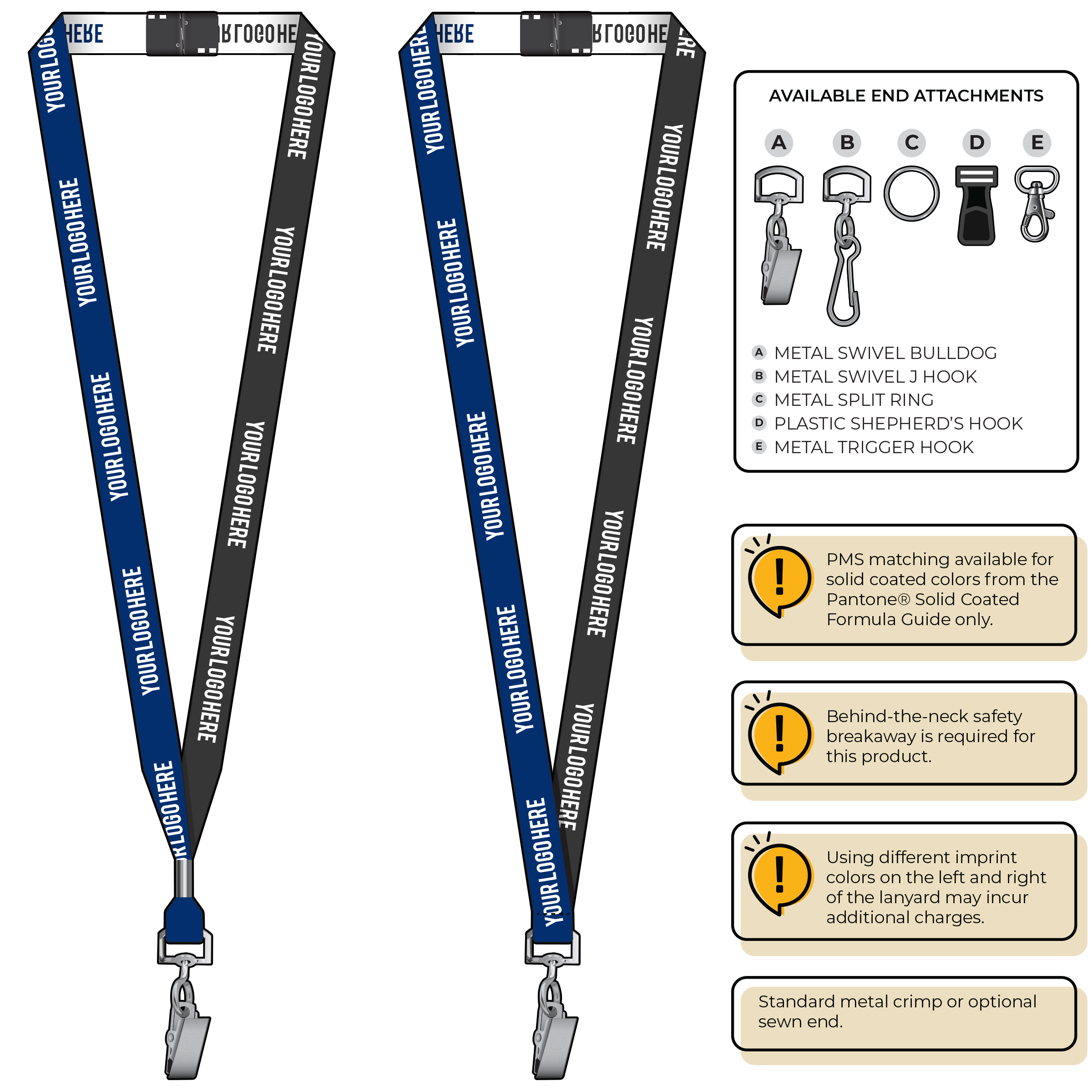 BH0044 | 5/8" Two Tone Woven Lanyards :: STANDARD END ATTACHMENTS