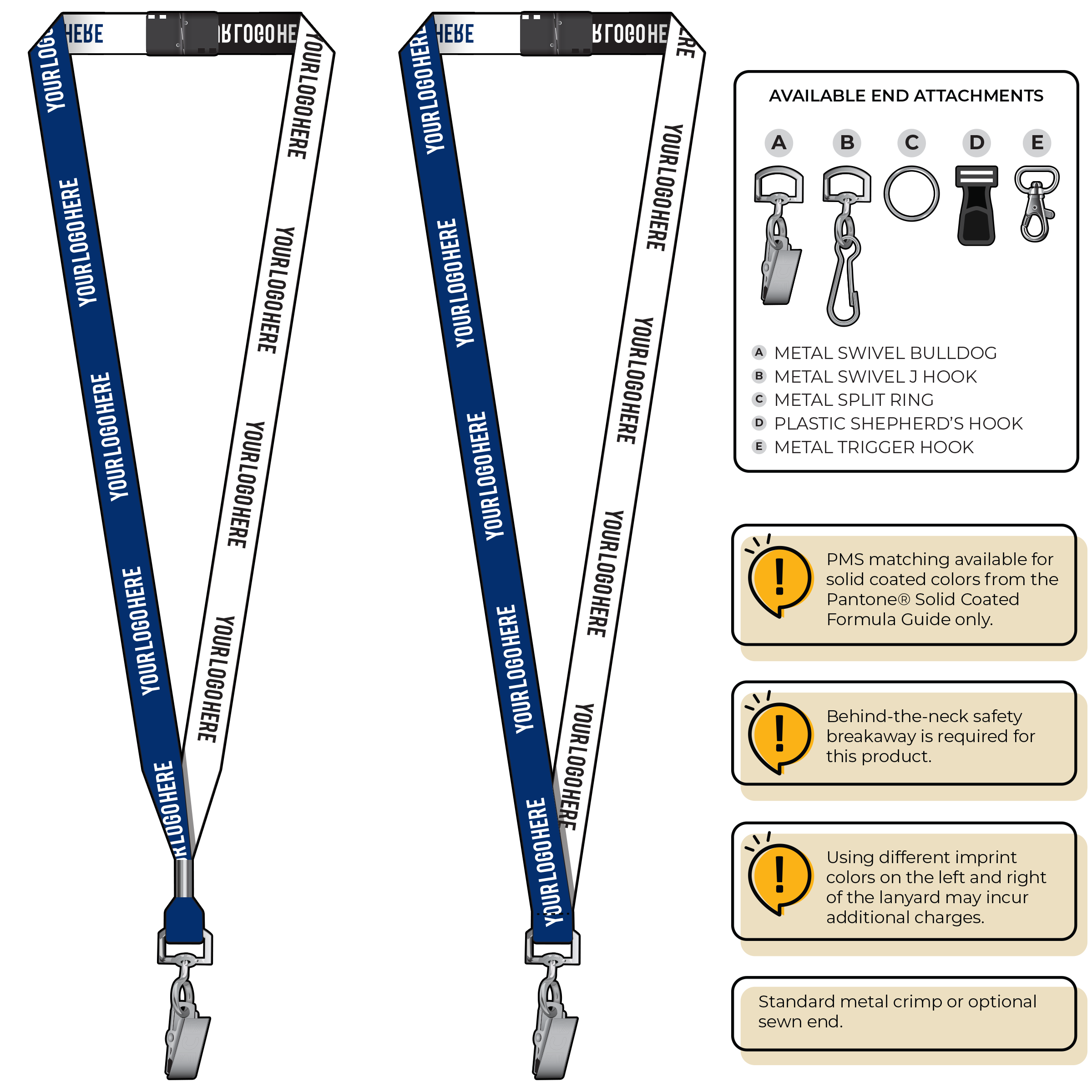 BH0044 | 5/8" Two Tone Woven Lanyards :: STANDARD END ATTACHMENTS