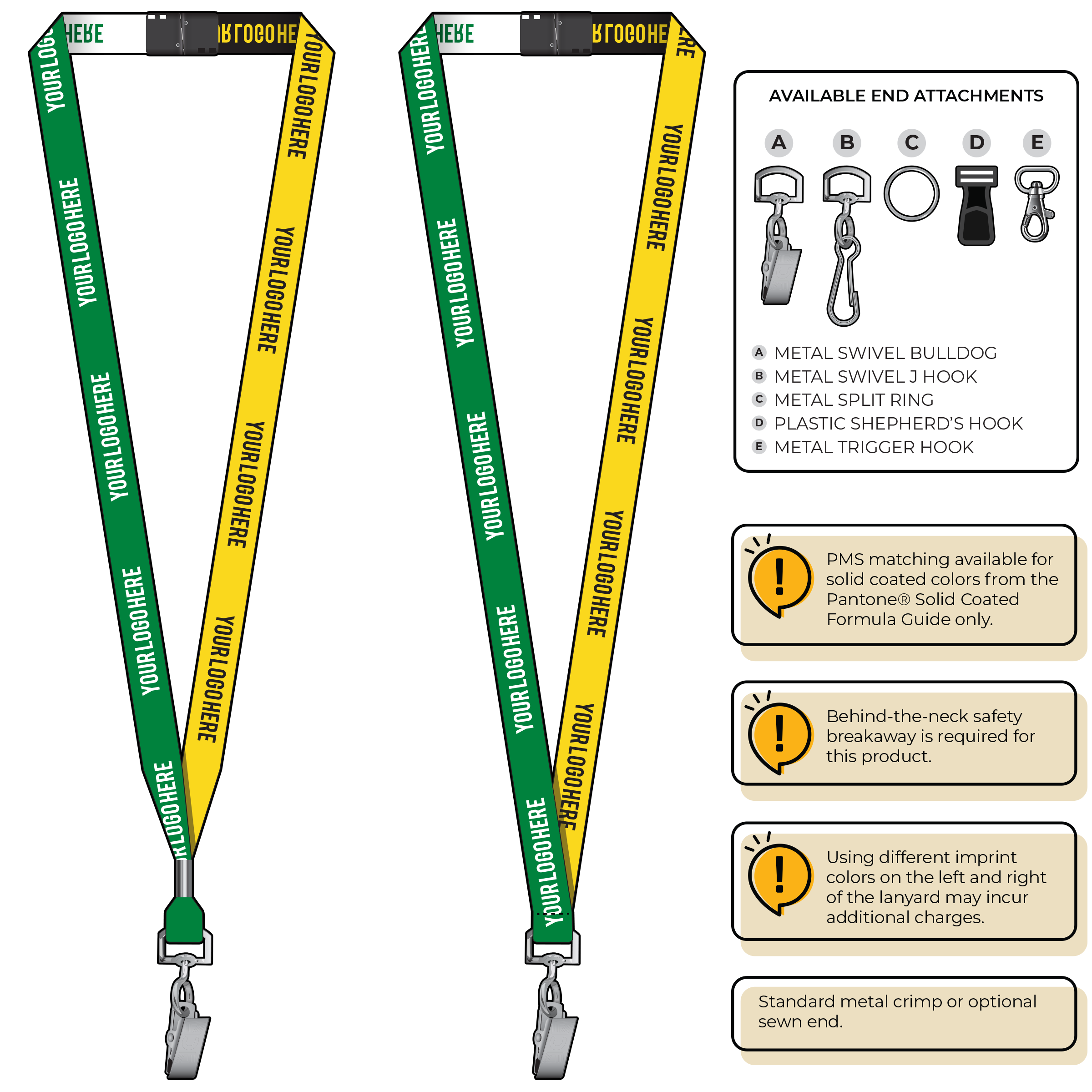 BH0044 | 5/8" Two Tone Woven Lanyards :: STANDARD END ATTACHMENTS