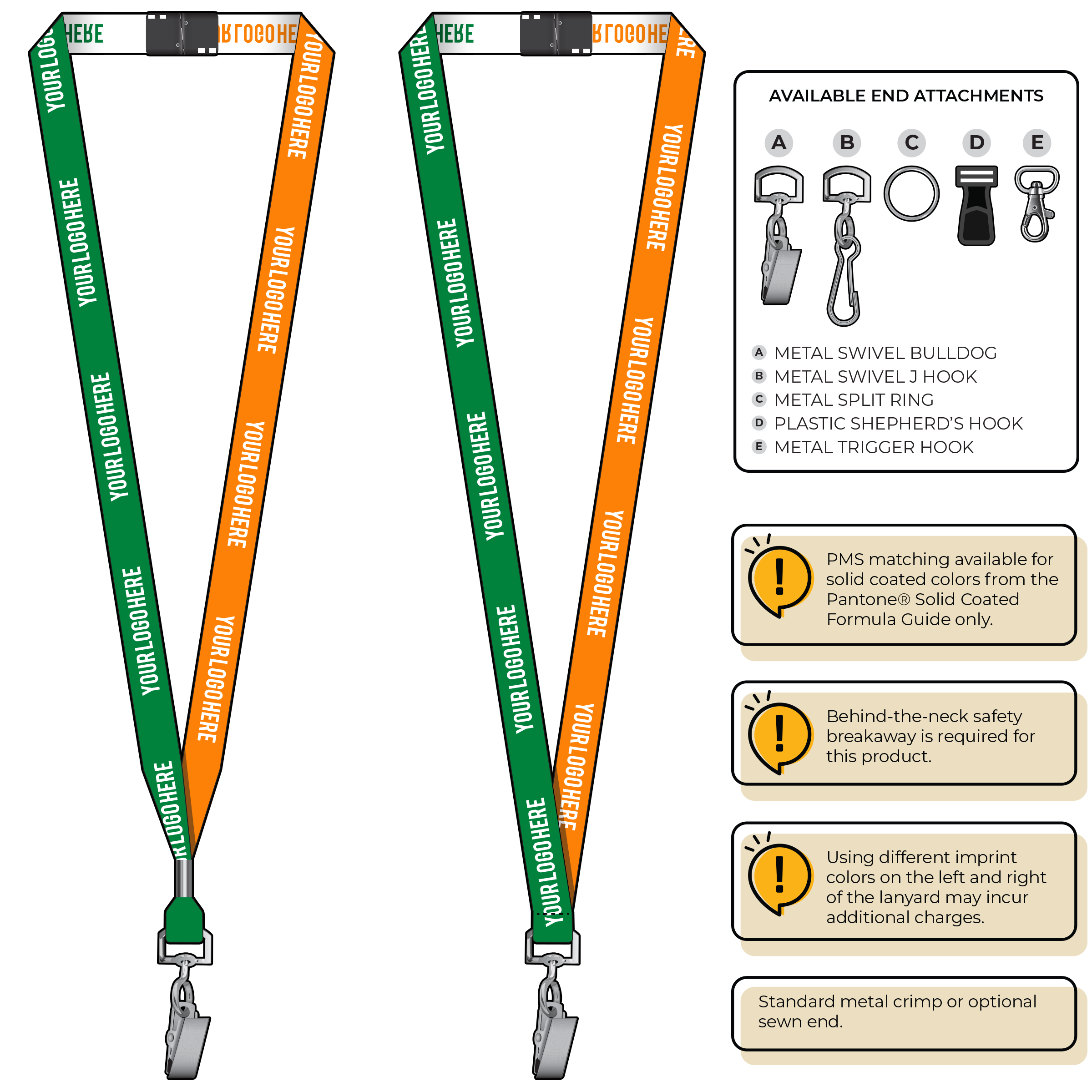 BH0044 | 5/8" Two Tone Woven Lanyards :: STANDARD END ATTACHMENTS