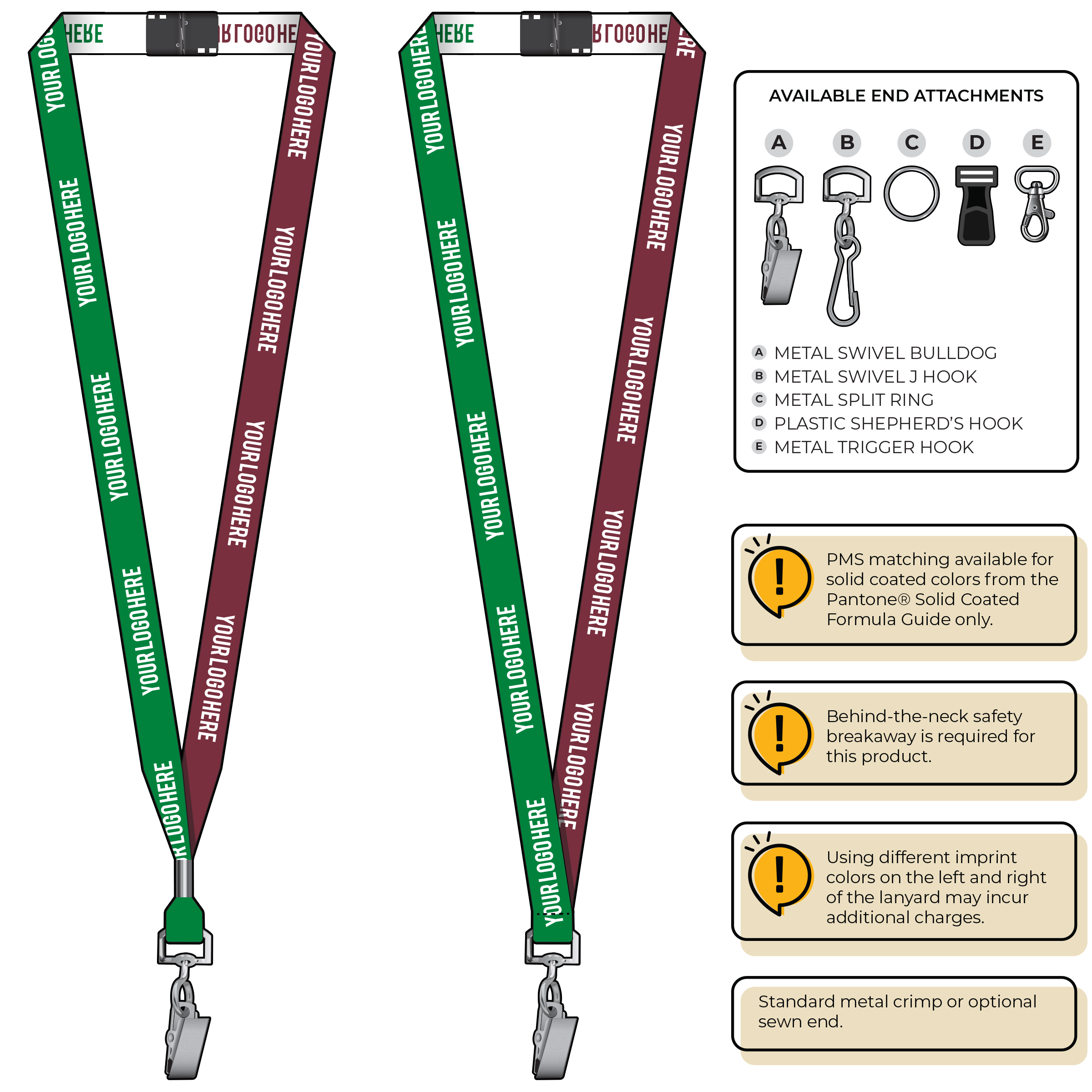 BH0044 | 5/8" Two Tone Woven Lanyards :: STANDARD END ATTACHMENTS