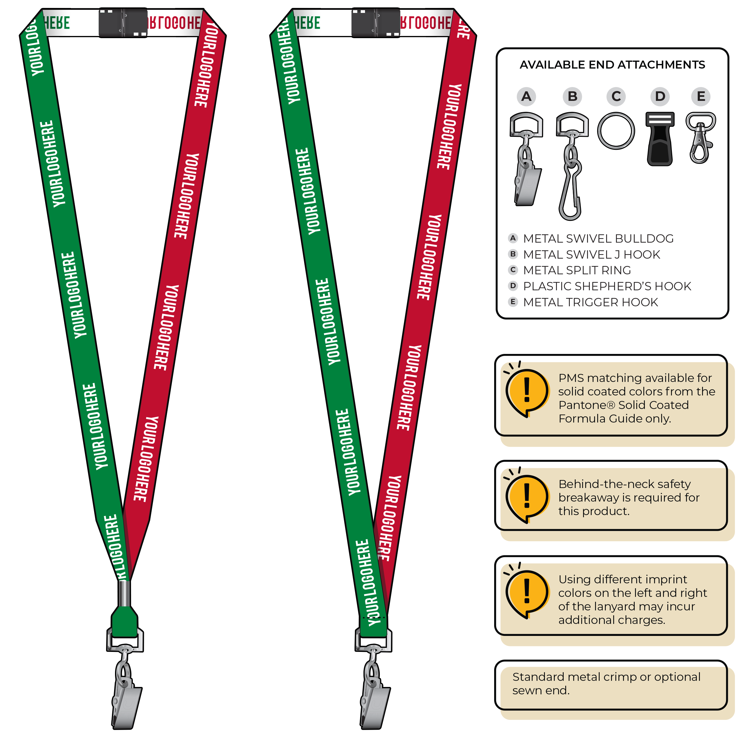BH0044 | 5/8" Two Tone Woven Lanyards :: STANDARD END ATTACHMENTS
