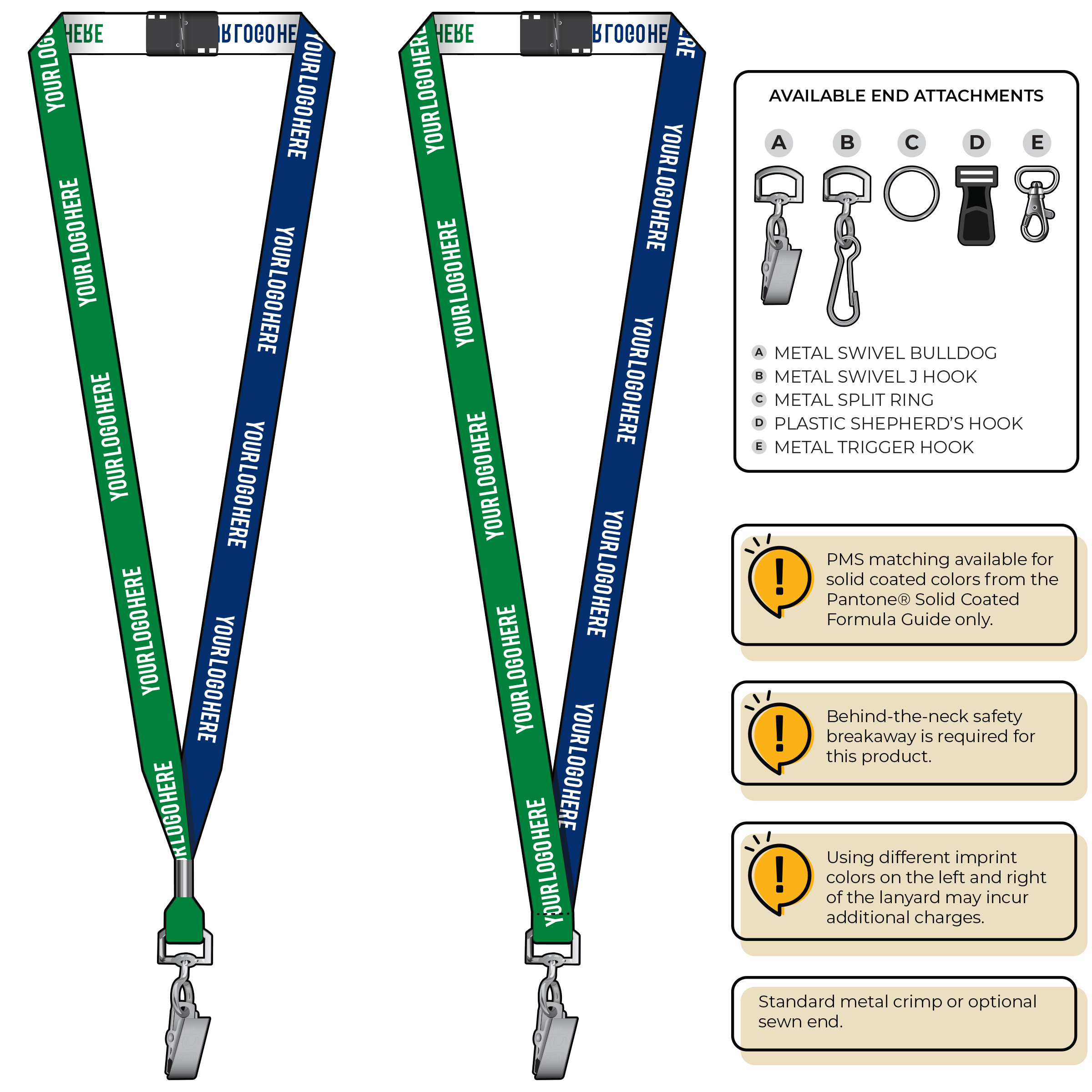 BH0044 | 5/8" Two Tone Woven Lanyards :: STANDARD END ATTACHMENTS