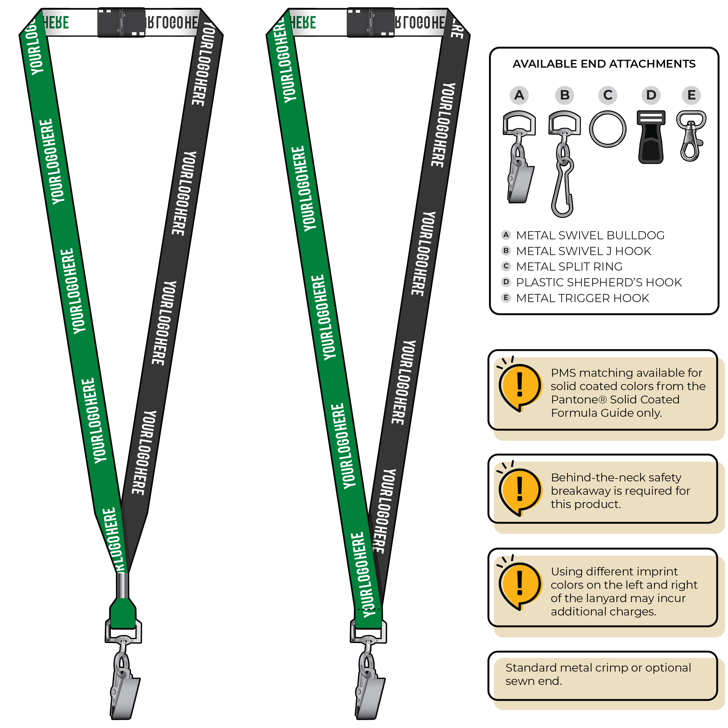 BH0044 | 5/8" Two Tone Woven Lanyards :: STANDARD END ATTACHMENTS