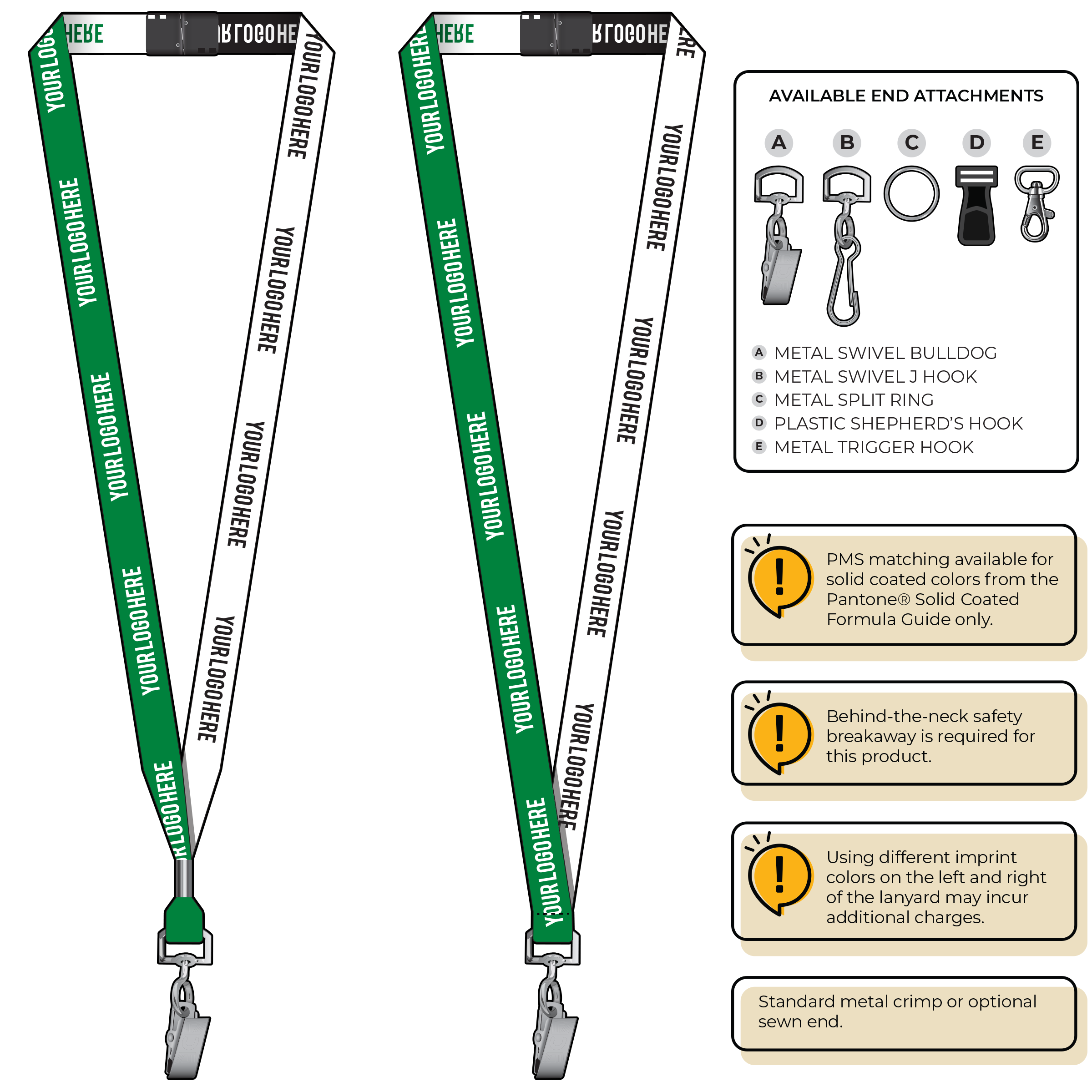 BH0044 | 5/8" Two Tone Woven Lanyards :: STANDARD END ATTACHMENTS