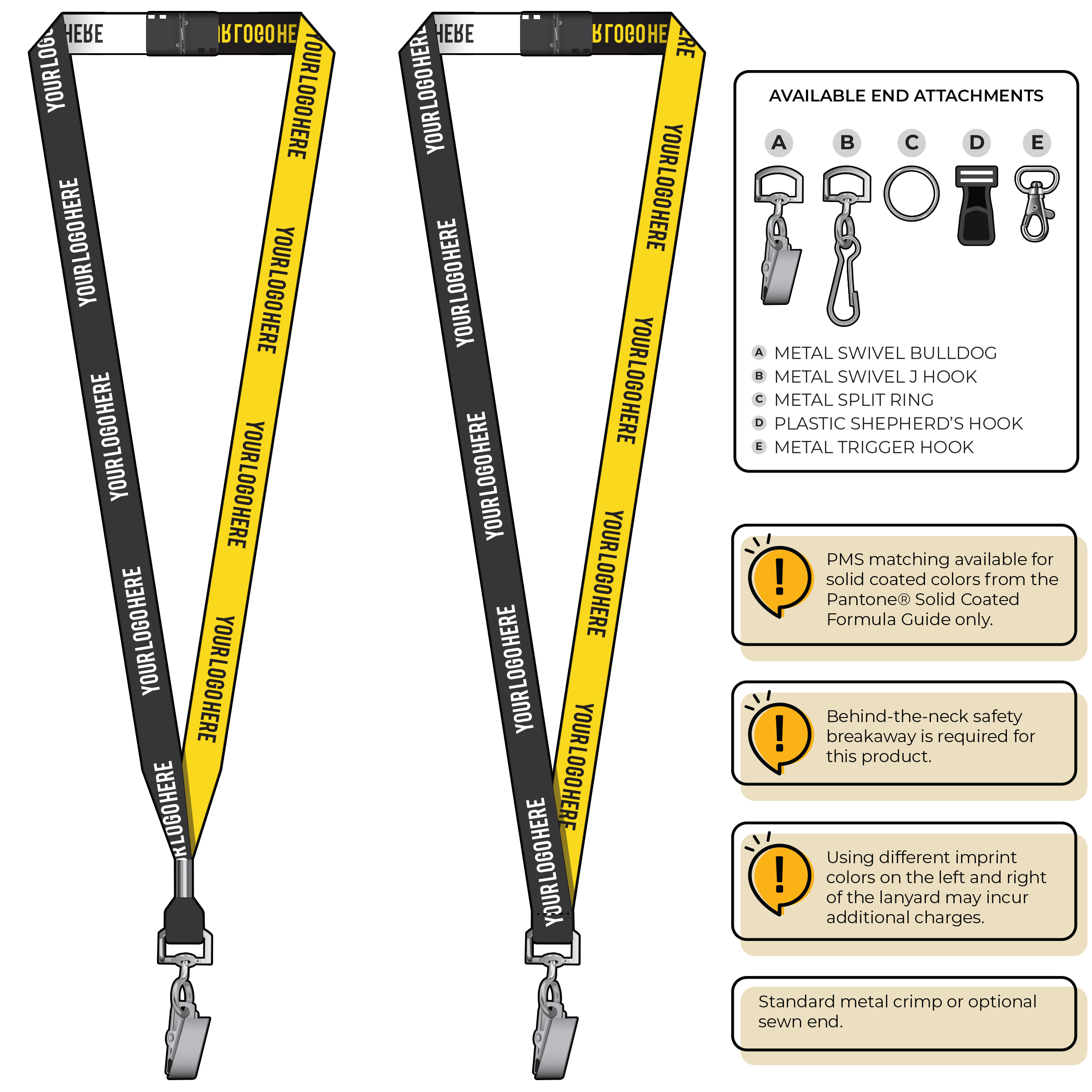 BH0044 | 5/8" Two Tone Woven Lanyards :: STANDARD END ATTACHMENTS