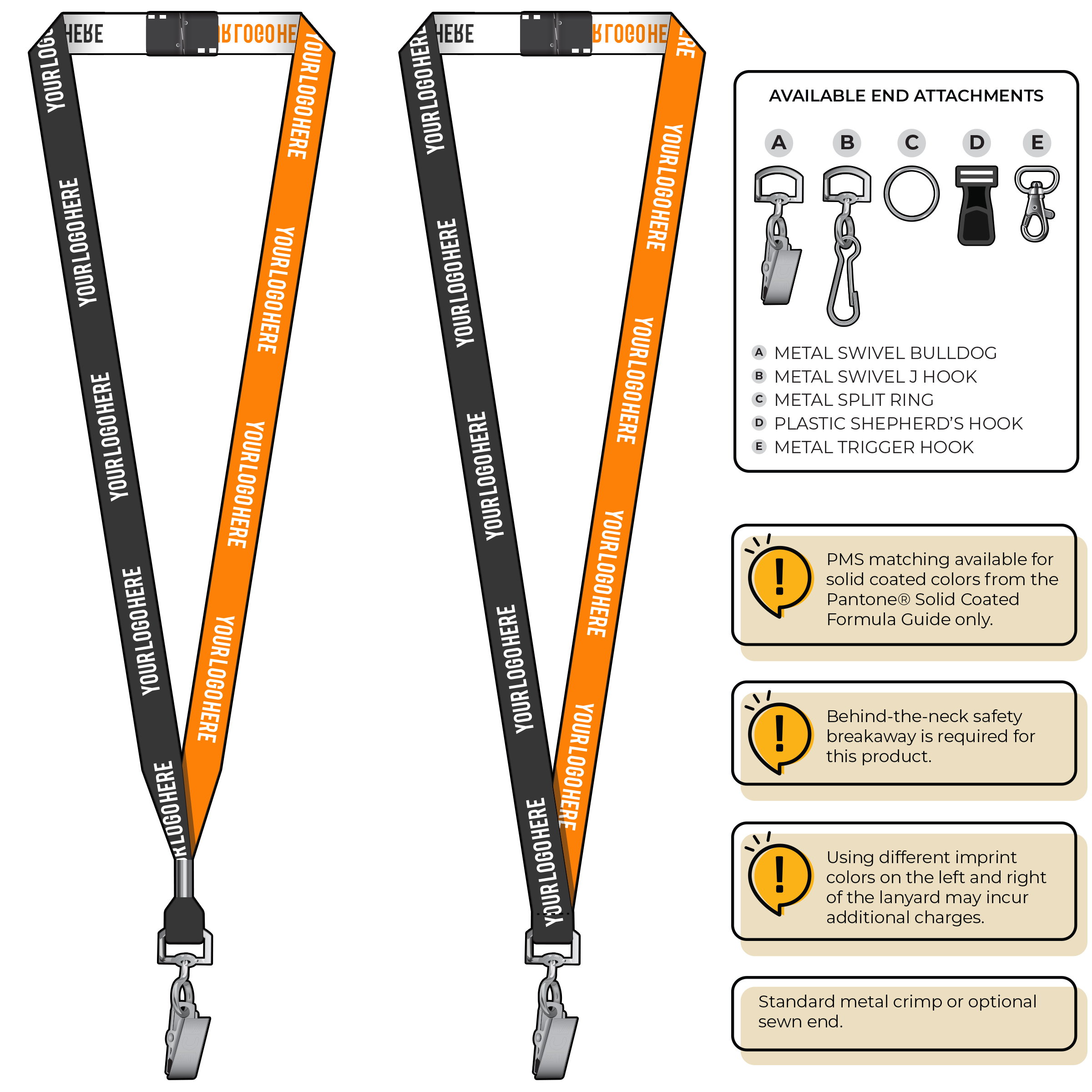 BH0044 | 5/8" Two Tone Woven Lanyards :: STANDARD END ATTACHMENTS