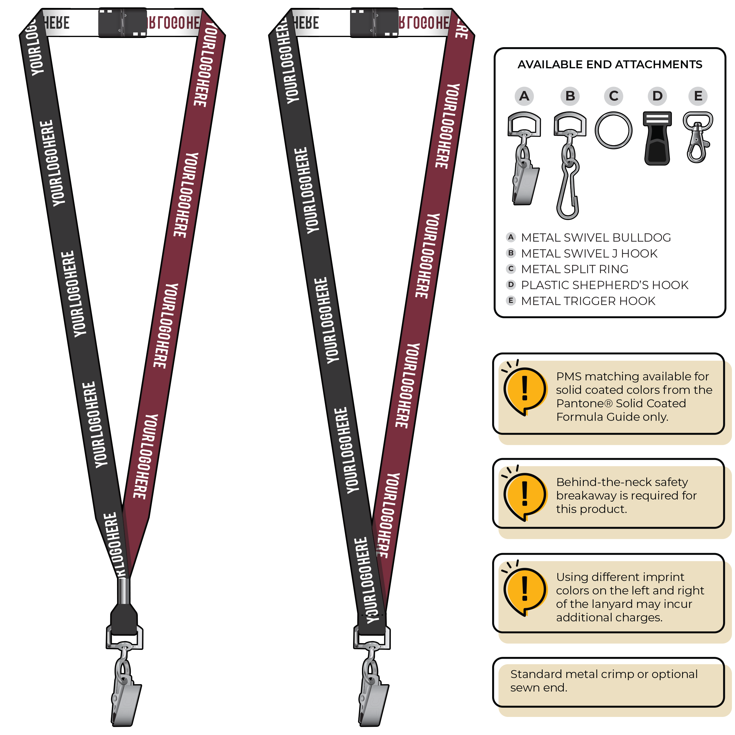 BH0044 | 5/8" Two Tone Woven Lanyards :: STANDARD END ATTACHMENTS