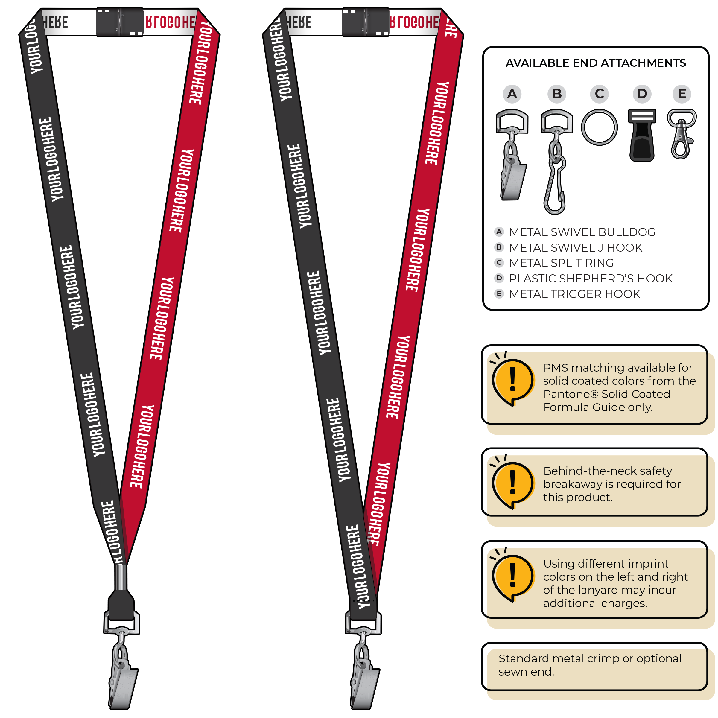 BH0044 | 5/8" Two Tone Woven Lanyards :: STANDARD END ATTACHMENTS