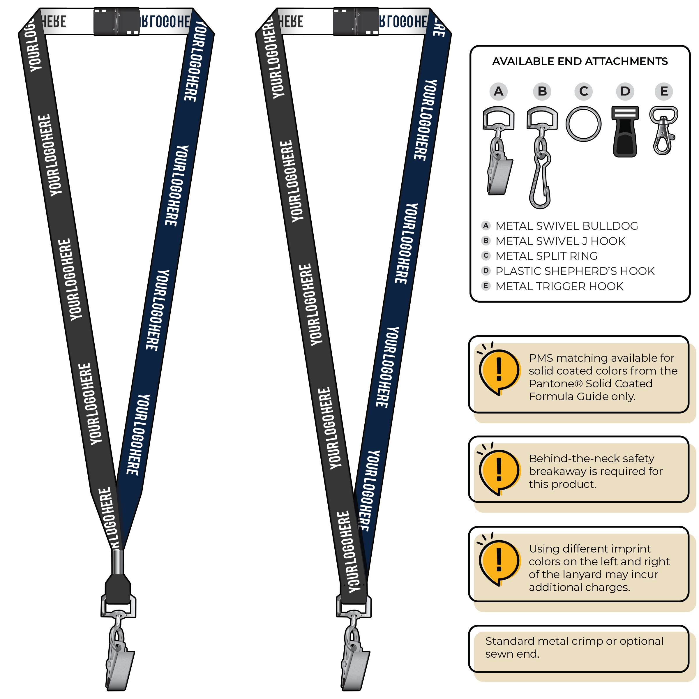 BH0044 | 5/8" Two Tone Woven Lanyards :: STANDARD END ATTACHMENTS
