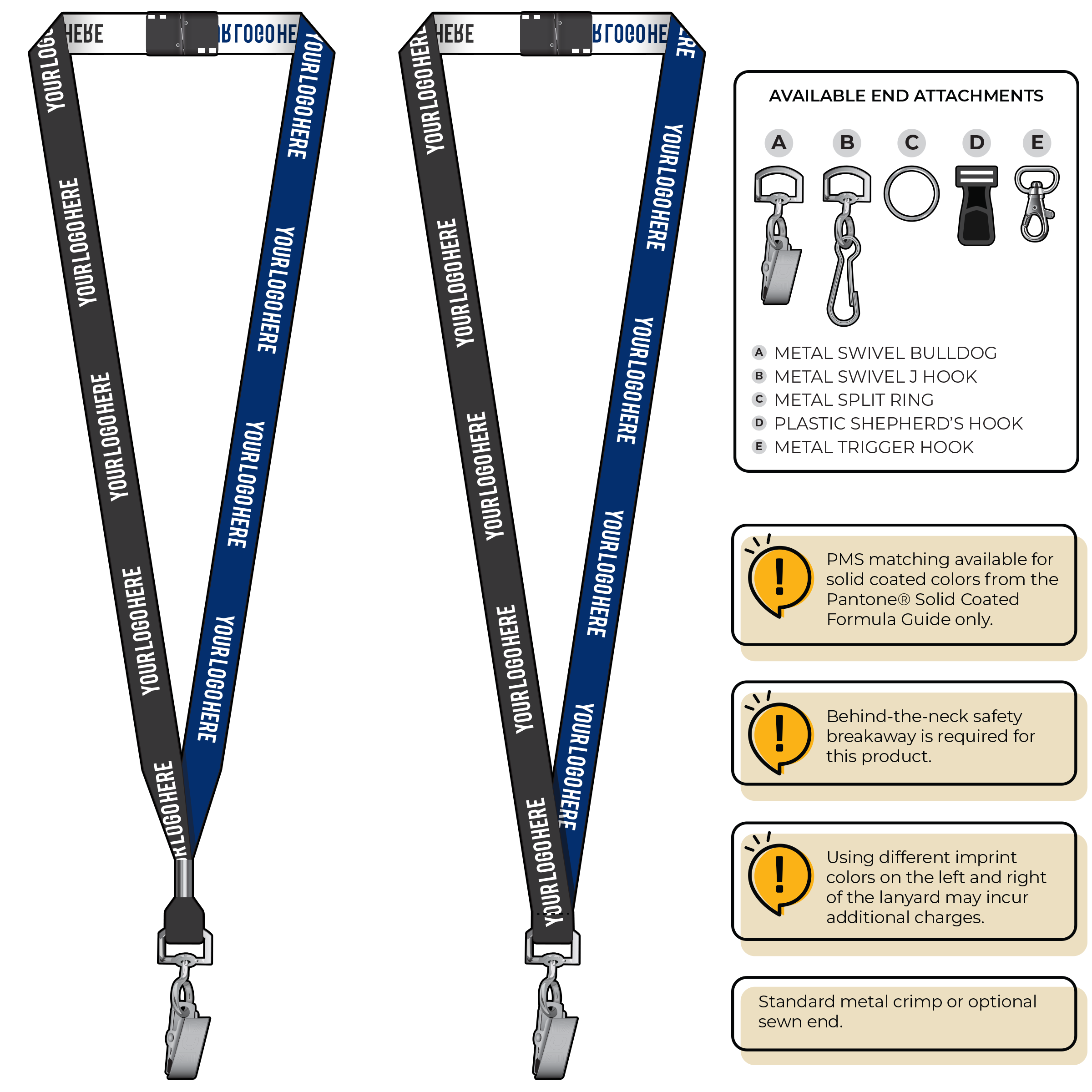 BH0044 | 5/8" Two Tone Woven Lanyards :: STANDARD END ATTACHMENTS